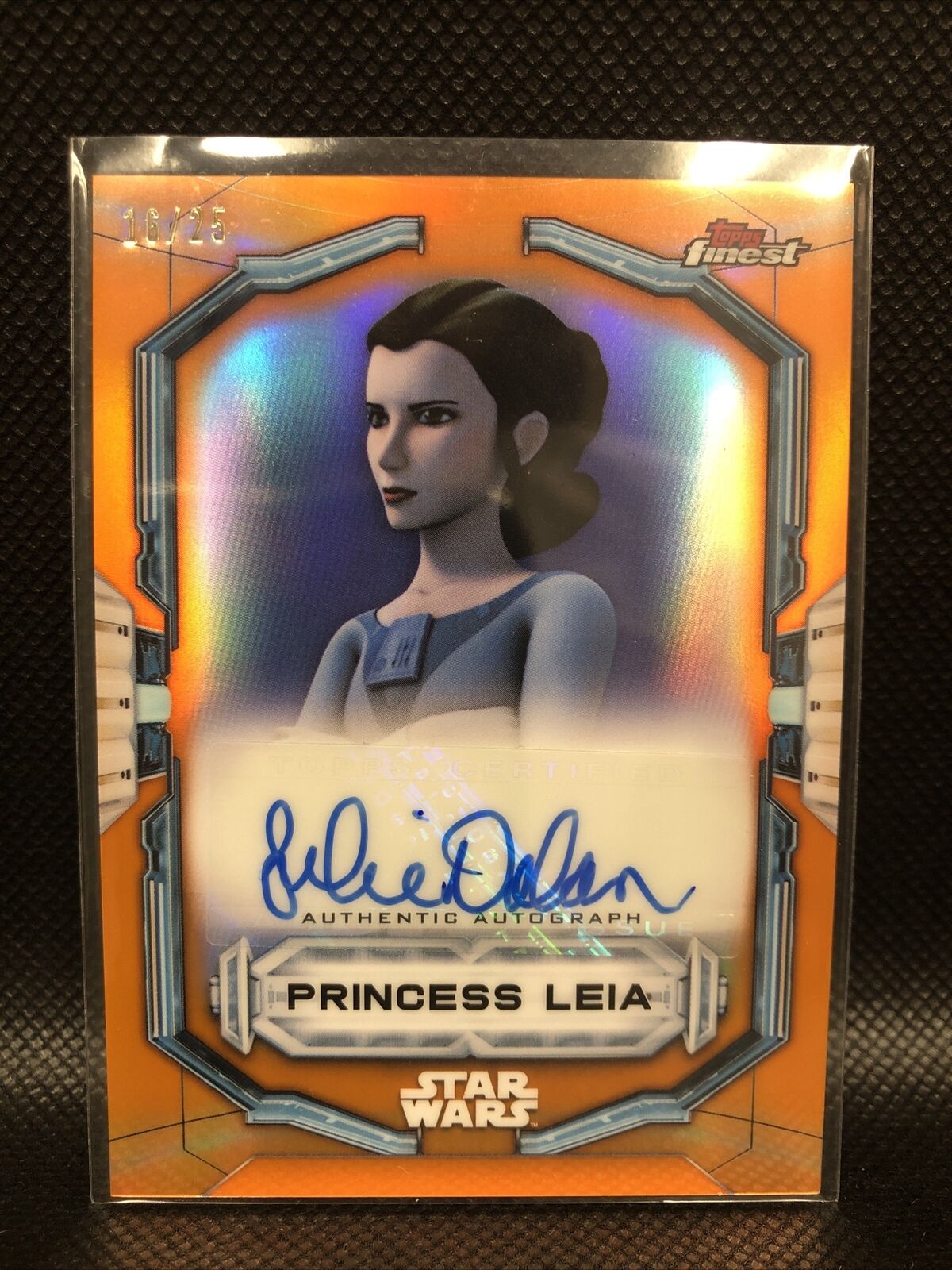 2022 Topps Finest Star Wars Princess Leia Auto Julie Dolan Orange Refractor /25