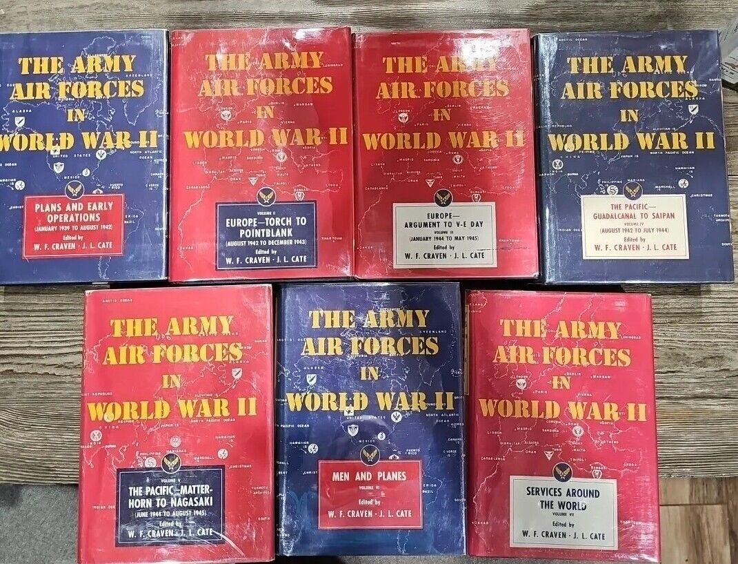 The Army Air Forces in World War II Vol 1-7 Books Craven 1st Ed. 1949 History DJ