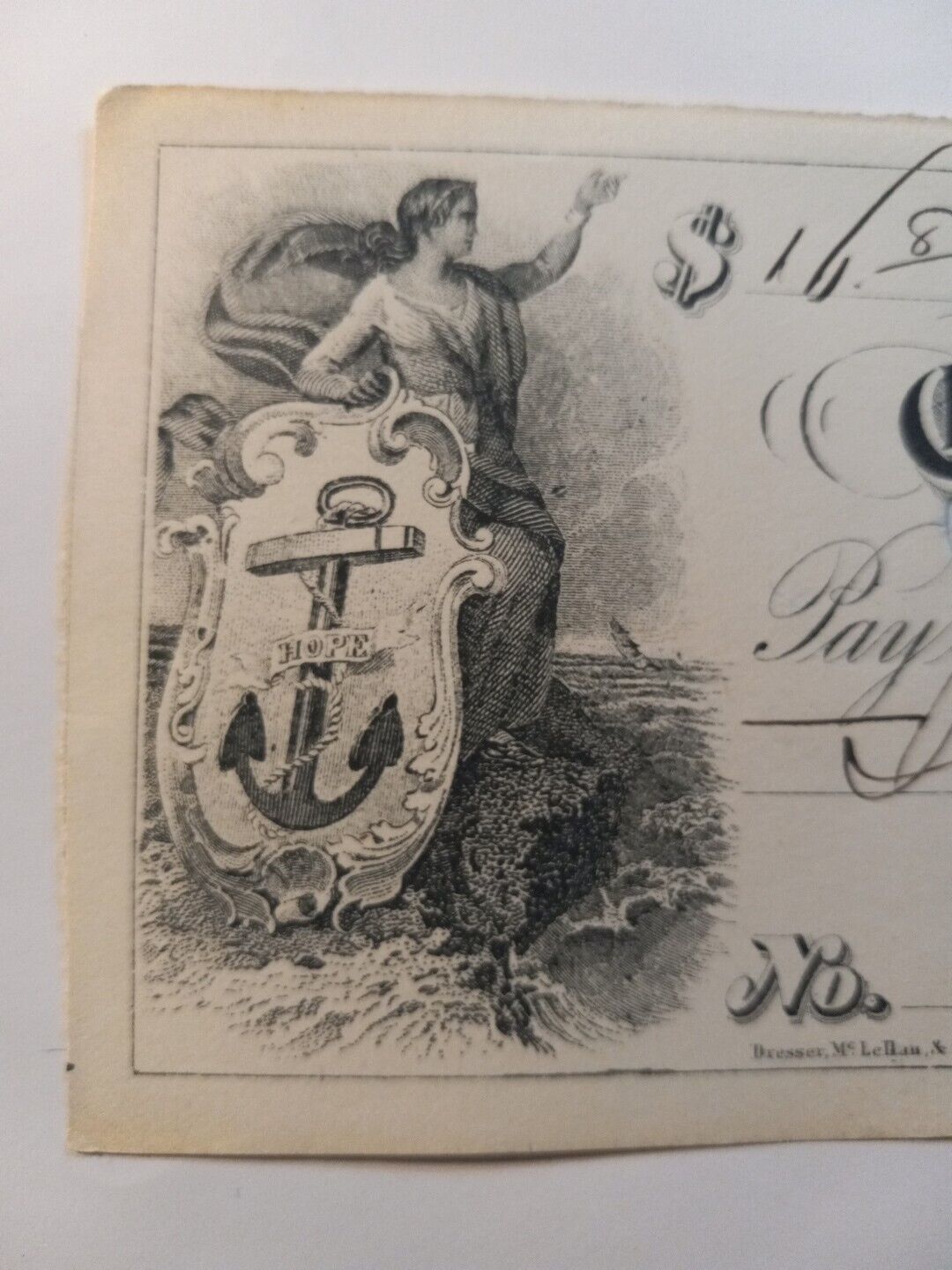 1881 Portland Maine Bank Check Beautiful Woman & Anchor Vignette Artwork 🎨 
