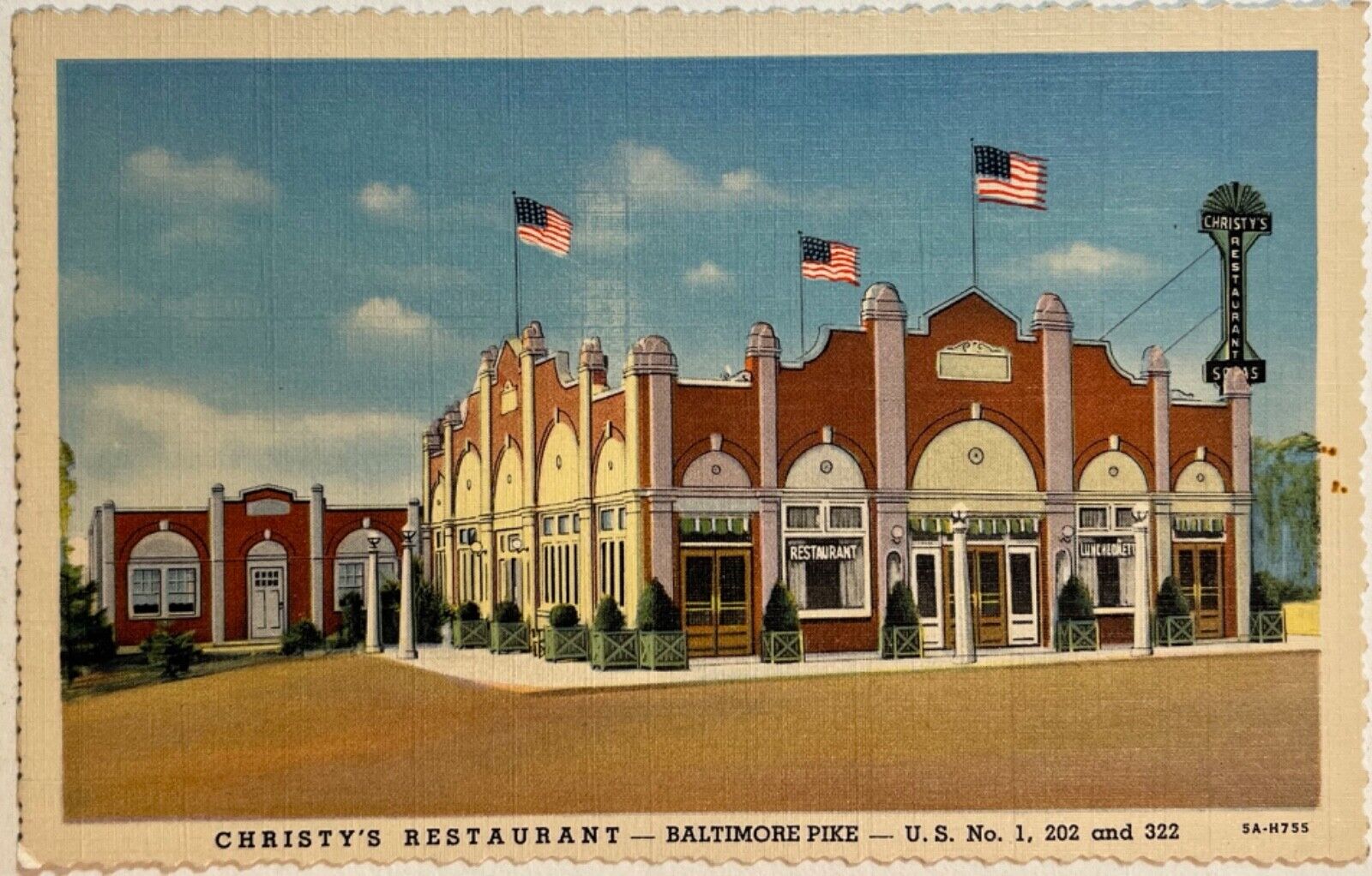 Glen Mills PA  Christys Restaurant Pennsylvania Vintage Postcard c1930