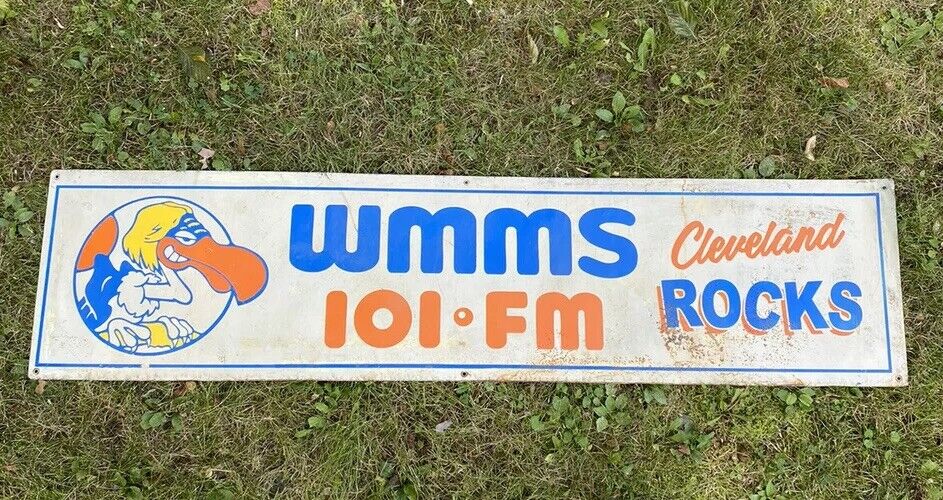 Vintage Original 1970s WMMS 101 Cleveland ROCKS Radio Station Metal Sign