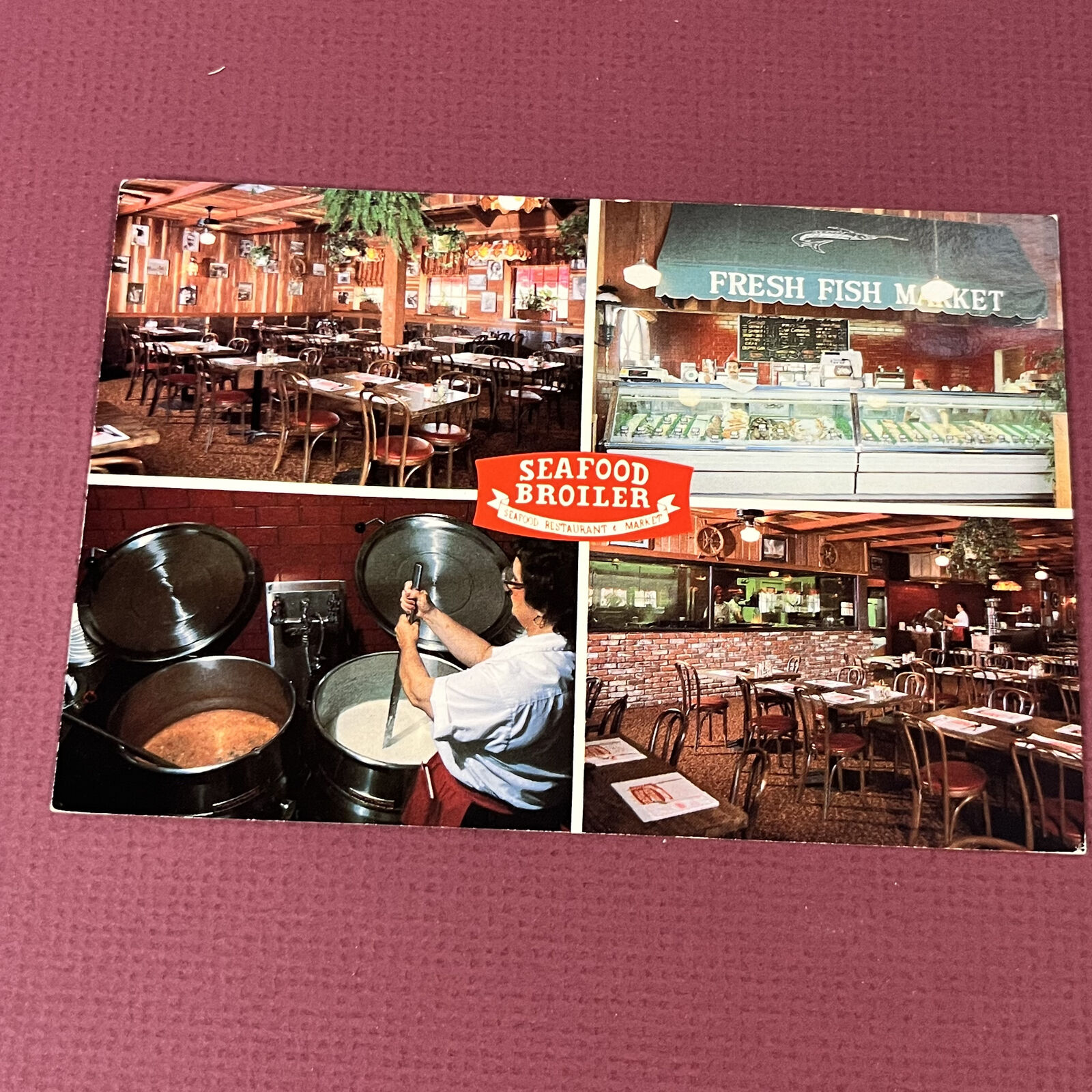 Vintage Chrome Card 4x6 seafood Broiler and restaurant California B12