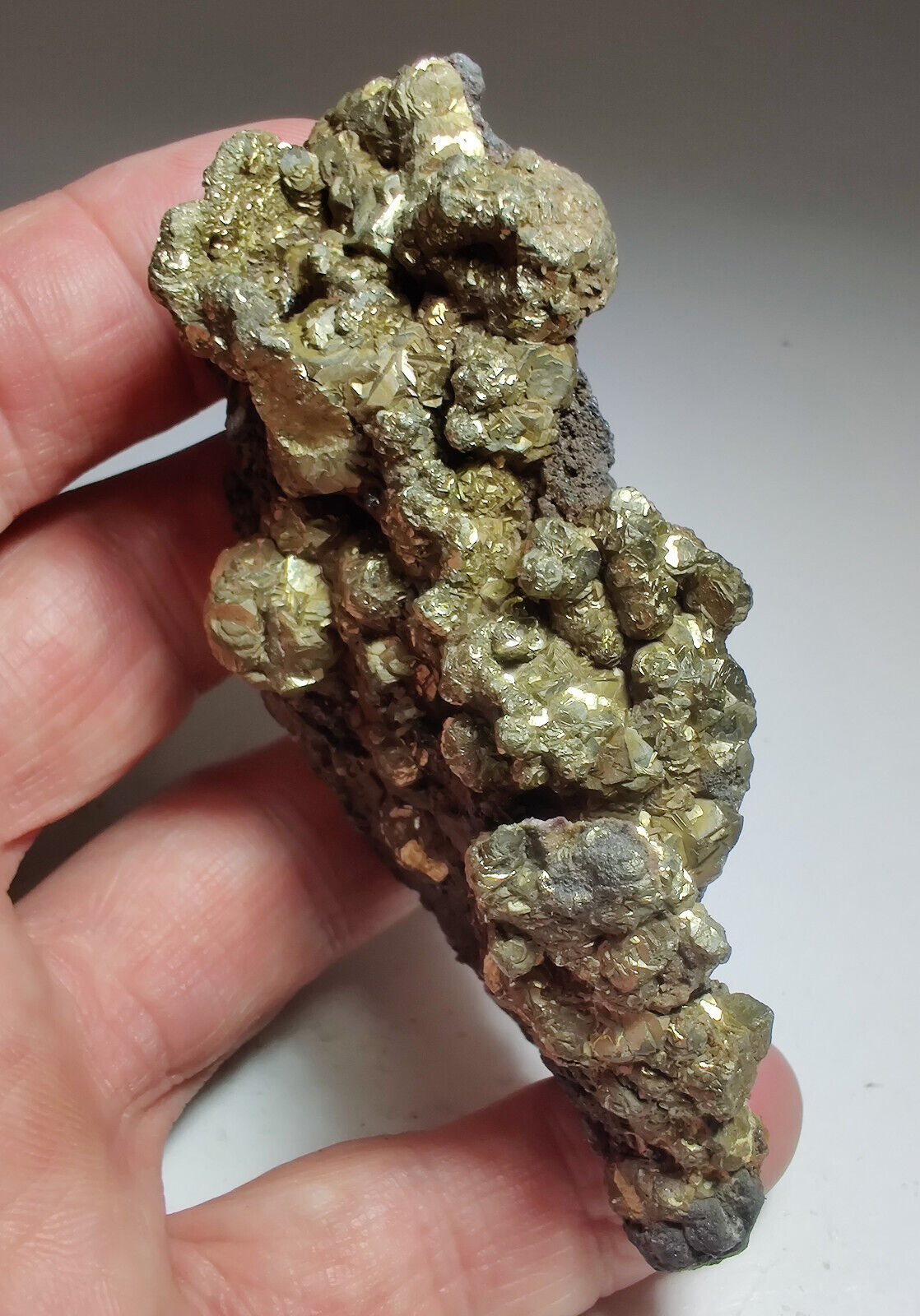Pyrite crystals on Magnetite, rare. Pilot Knob, Missouri. 190 grams. Video.