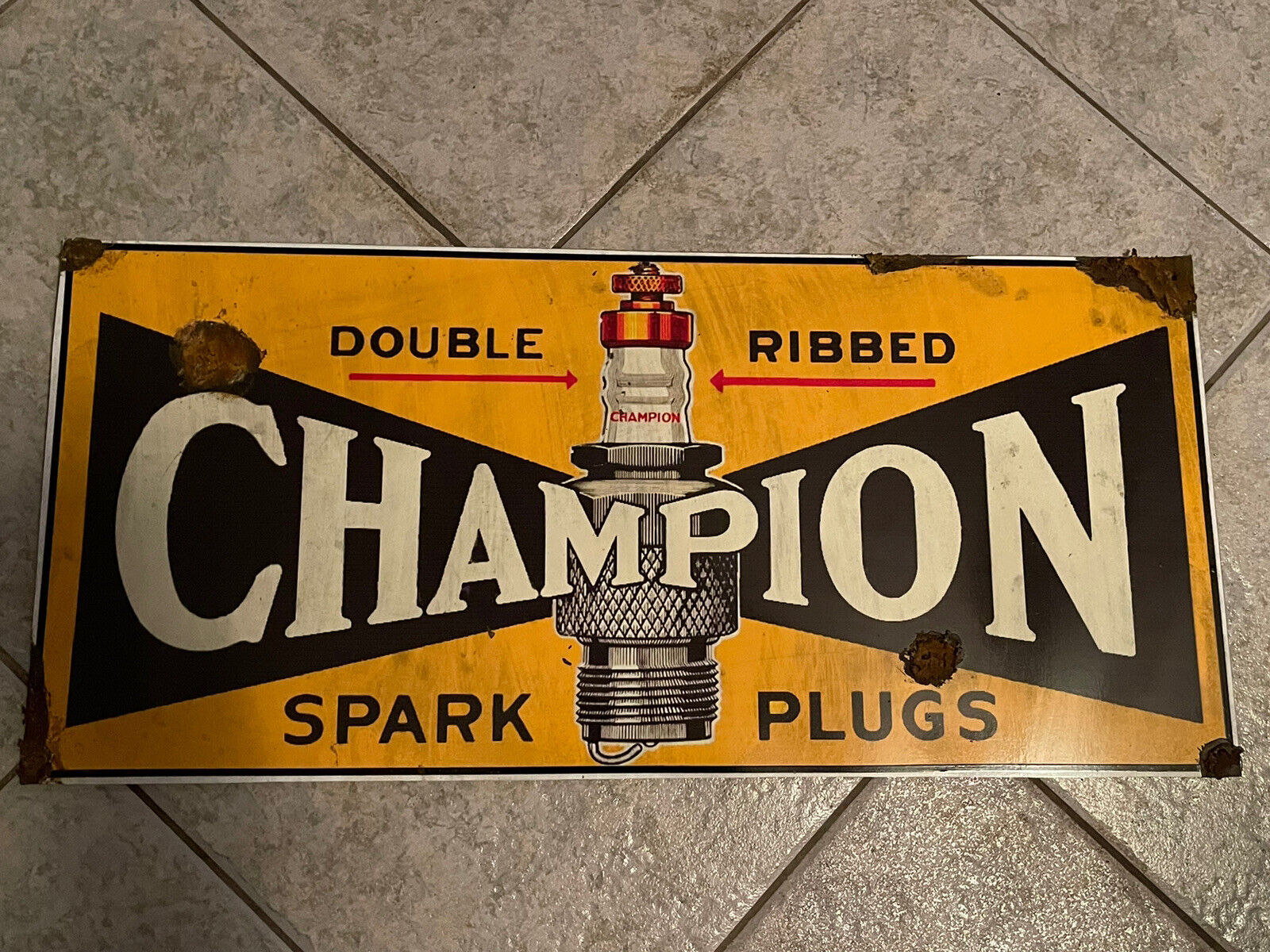 Antique style vintage look Champion Spark Plug Dealer Sales Service Sign