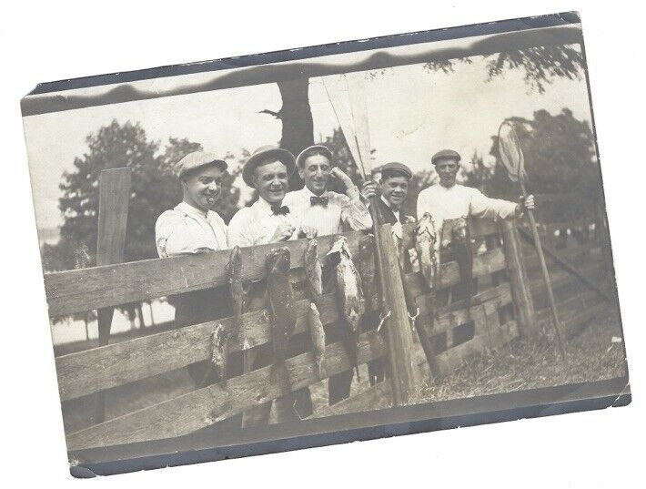 c1910s Group Of 5 Men Dapper Fish Gay Interest ? Snapshot Photo Snap