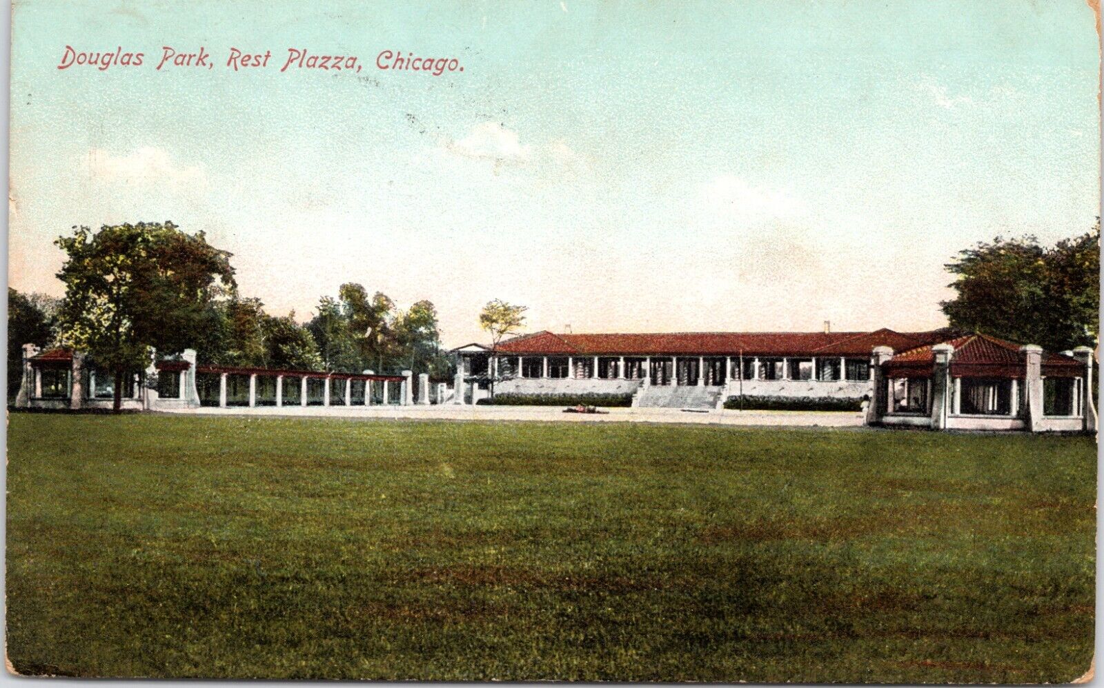 C.1910s Chicago IL Douglas Park Rest Plaza Gazebo Illinois Postcard A125