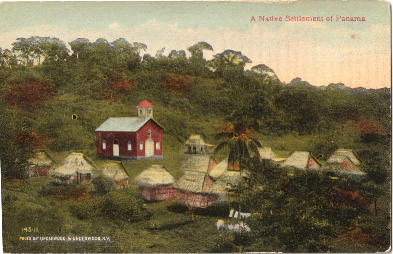 A Native Settlement of Panama-Antique Postcard-Panama Canal Construction era