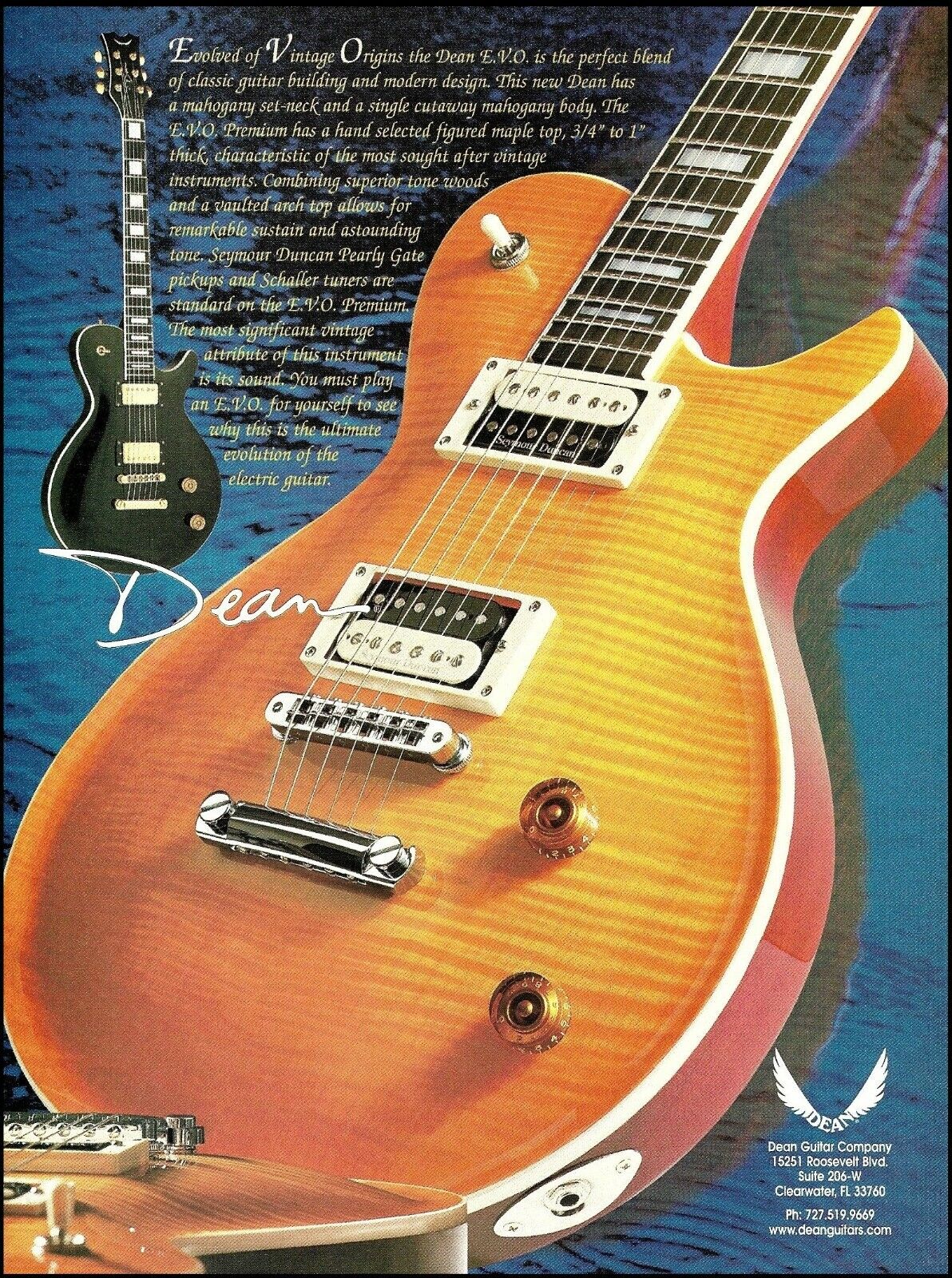 Dean E.V.O. series electric guitar advertisement 1999 evo ad print