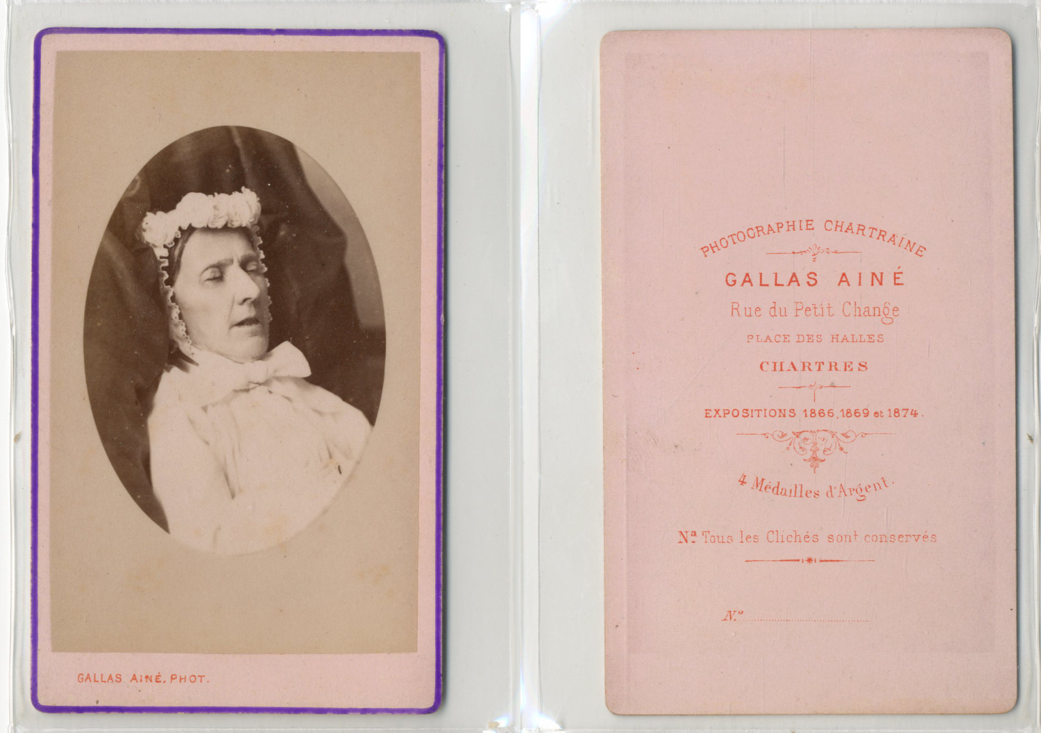 Gallas, Chartres, Postmortem CDV Vintage Albumen Print Album