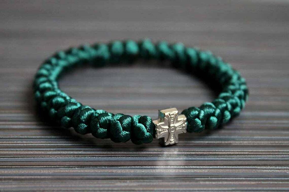 Orthodox Prayer Rope bracelet 33 knots brojanica komboskini dark green