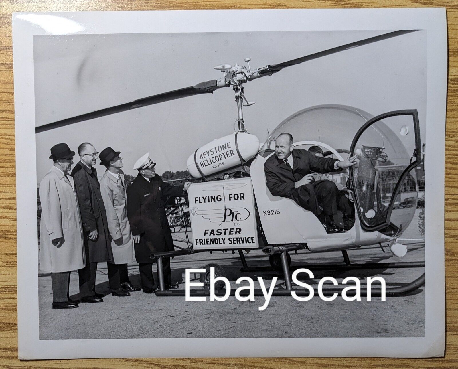 Vintage 8x10 Photograph PTC Philadelphia Transportation Co. Helicopter 1962 