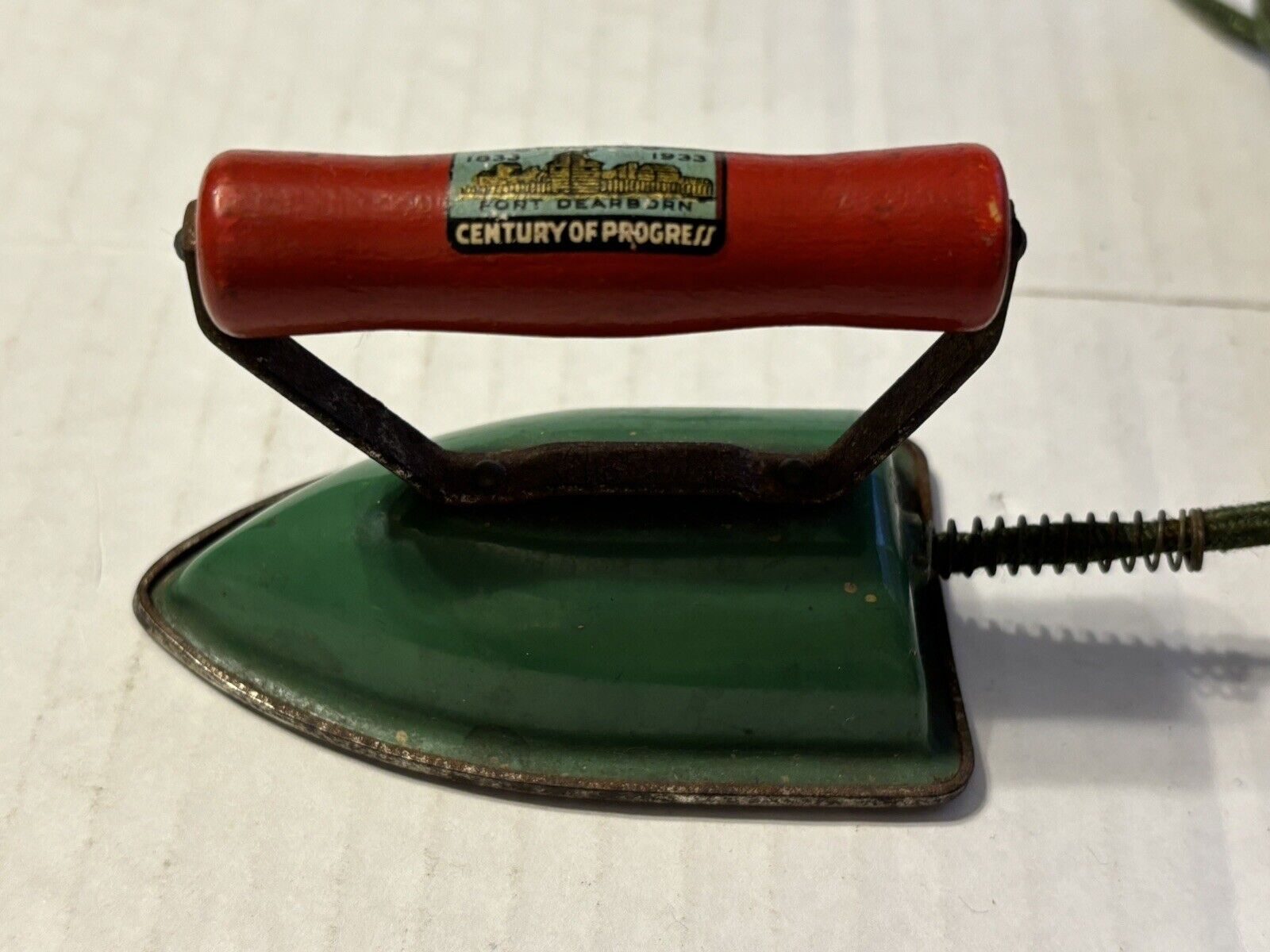 Antique Mini Iron Toy Advertising Piece 1933 Chicago Fort Dearborn Cent of Prog