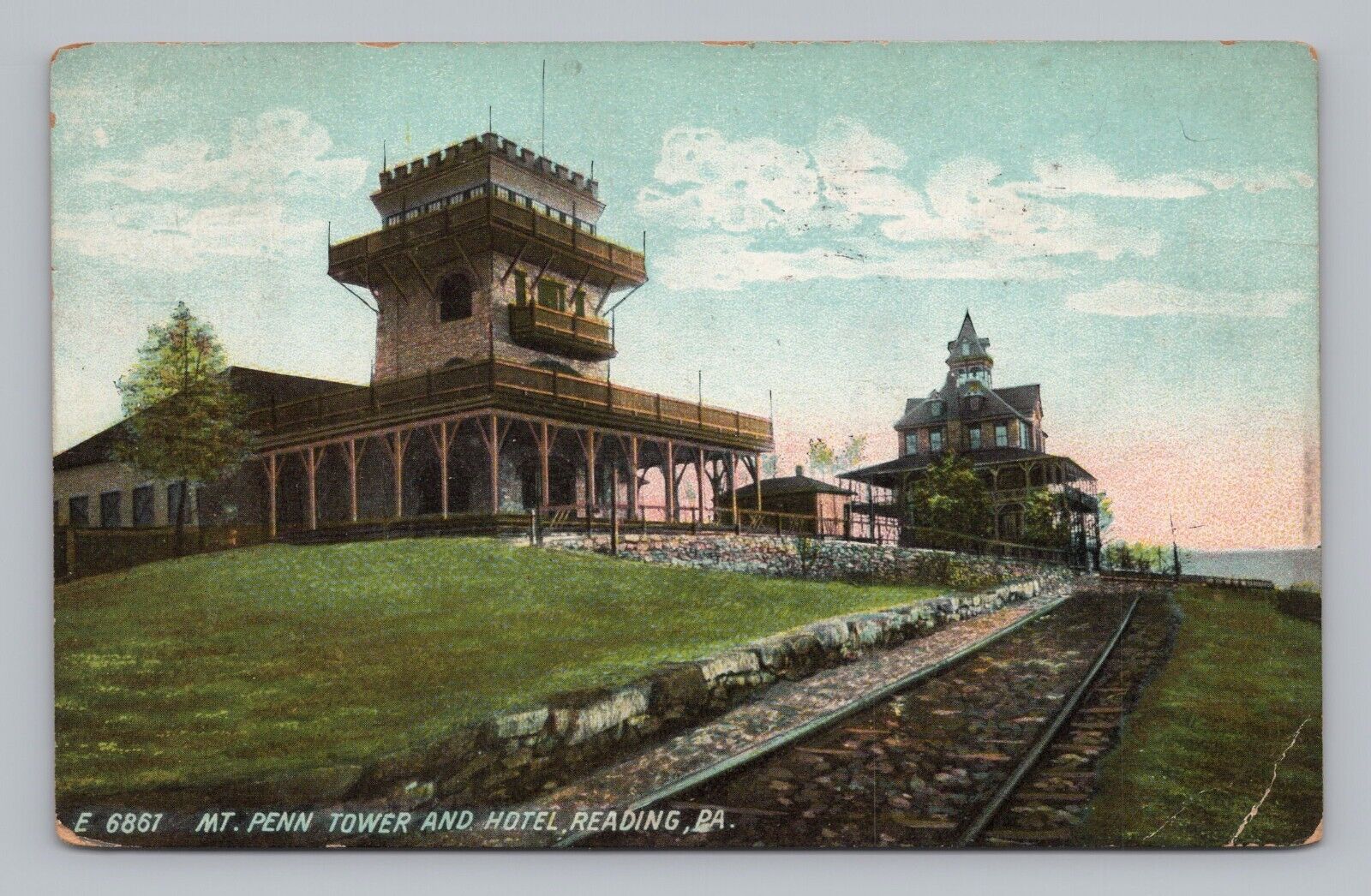Postcard Mt. Penn Tower & Hotel Reading Pennsylvania c1908