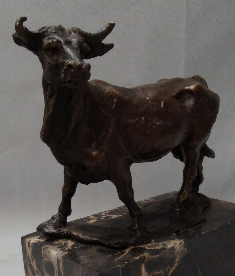 Art Deco Style Statue Sculpture Taurus Wildlife Art Nouveau Style Bronze Signed
