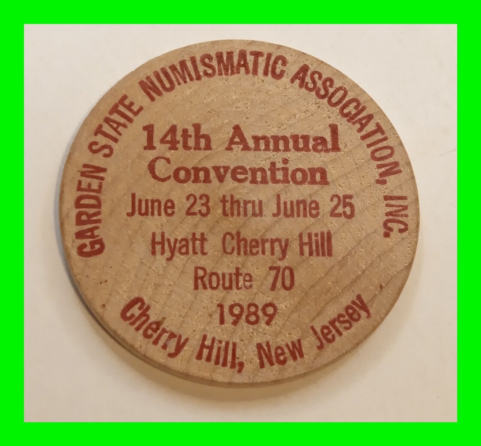Vintage 1989 Annual CC & GTCC Wooden Tokens / Chips  Numismatic Association