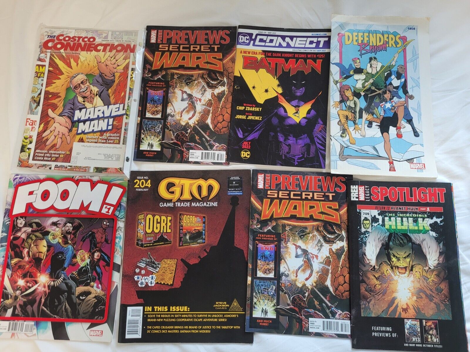 Lot Of 8 Marvel Dc Comics And Other Magazines, Gtm, Foom, Connect, Costco...