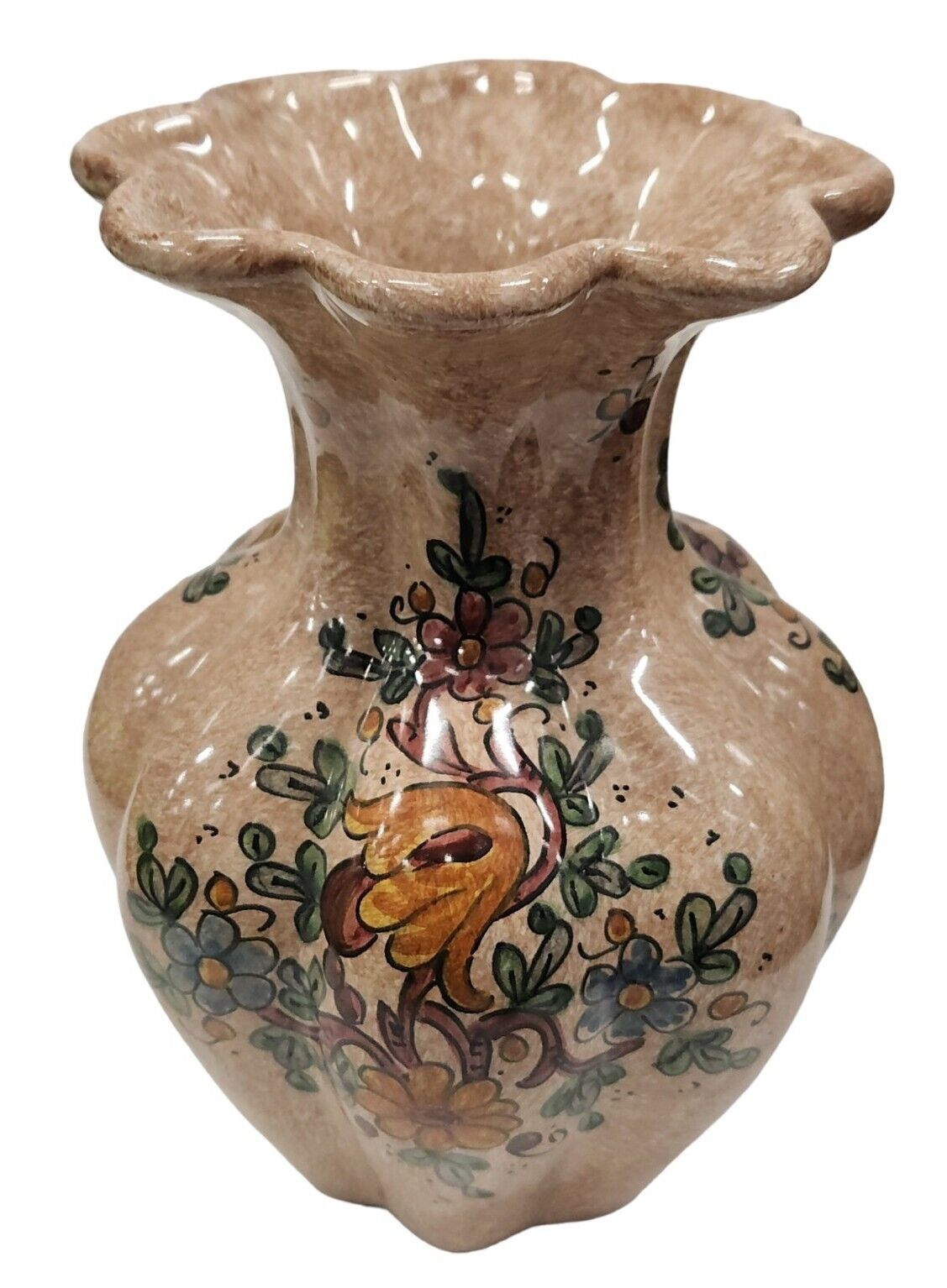Vintage Biagioli CM Gubbio Italy Ceramic Art Pottery Hand Painted Vase 