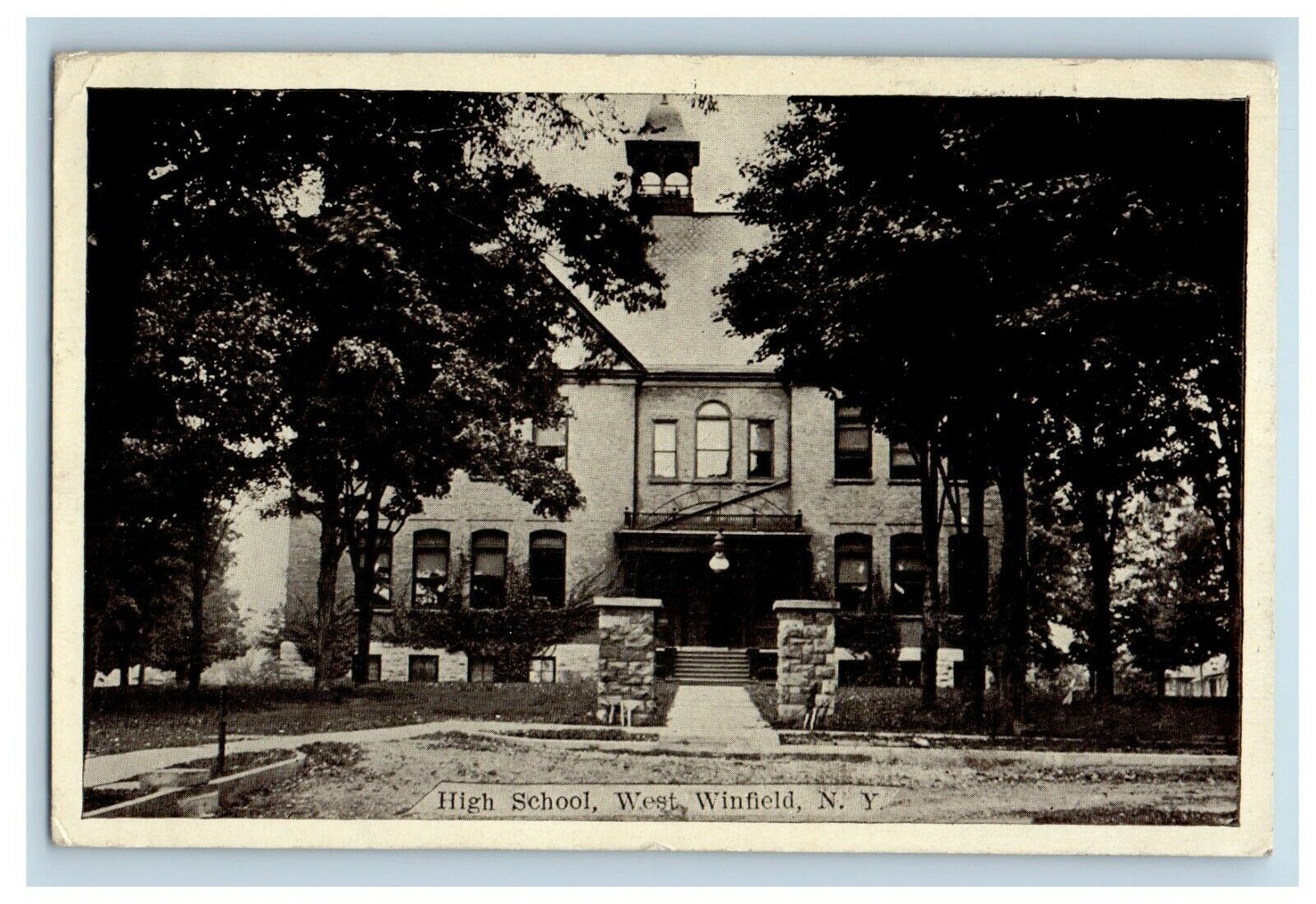 1911 Entrance Of High School West Winfield New York NY Antique Postcard