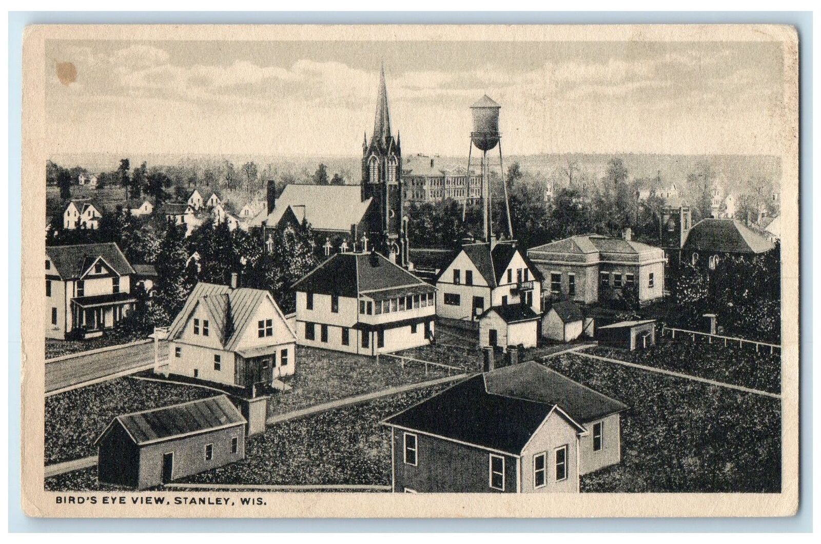 c1920's Bird's Eye View Of Residences In Stanley Wisconsin WI Unposted Postcard