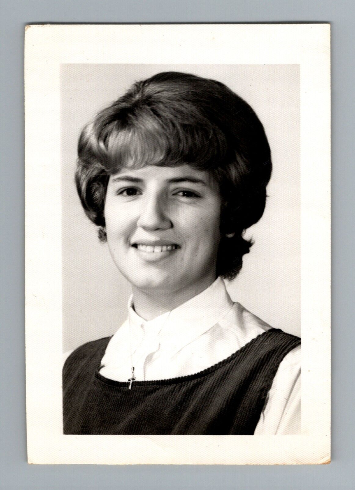 Vintage 1960s School Portrait Young Woman 2.5x3.5 Black and White