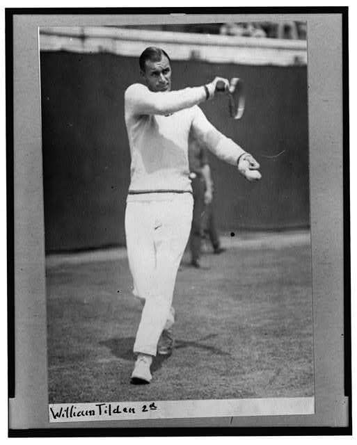 Bill Tilden,on tennis court with racket,William Tatem Tilden,c1925,Sport