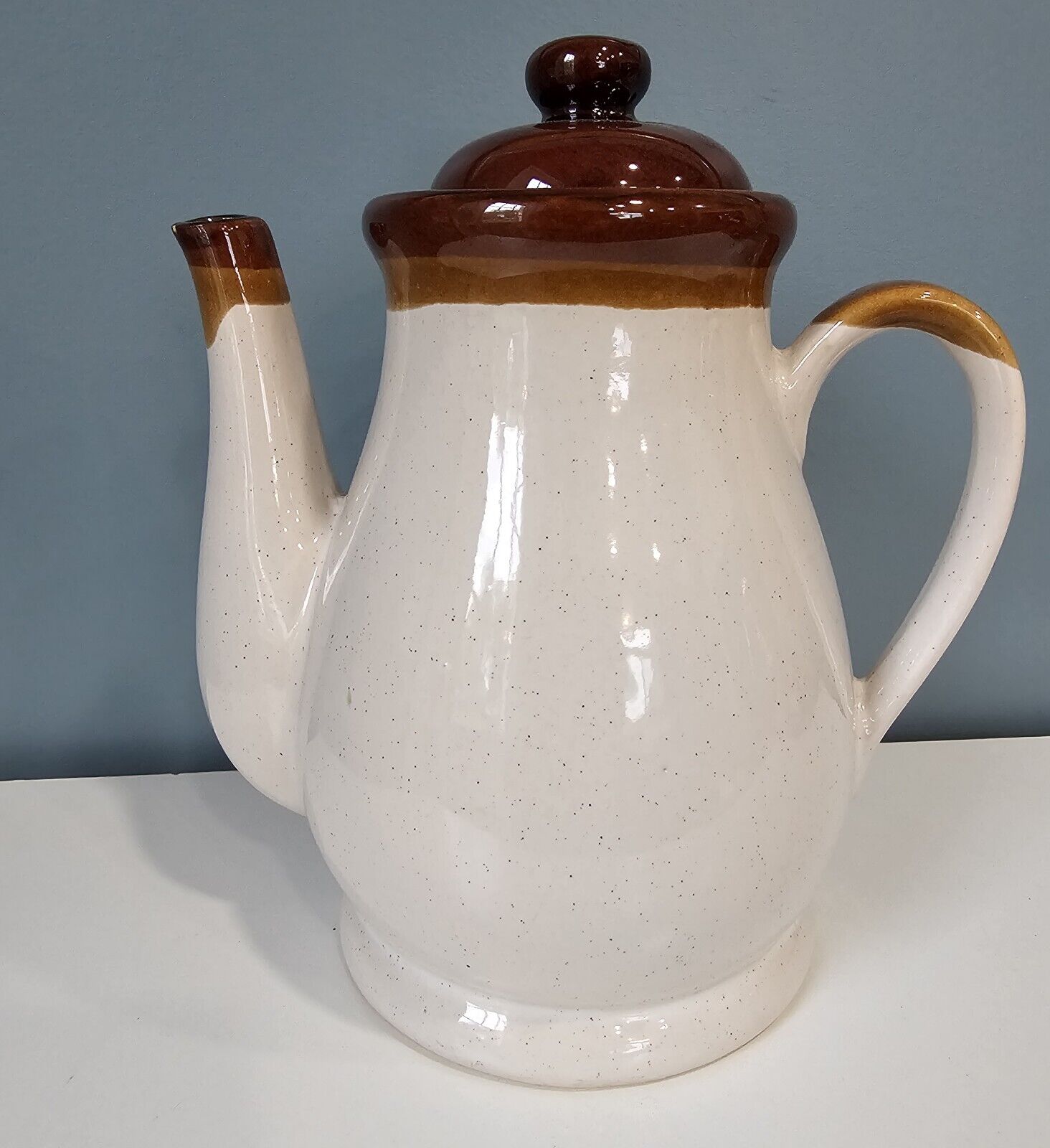Vintage Teapot Brown And Tan Made In Taiwan Large