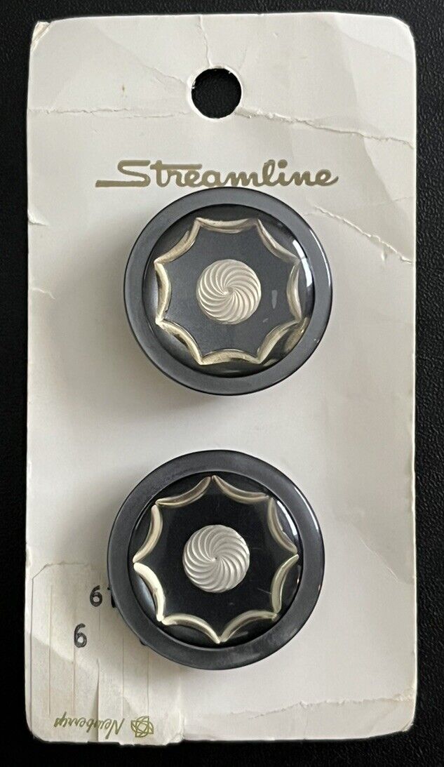 Vtg Streamline 3 Inch Buttons 2 Pack Black