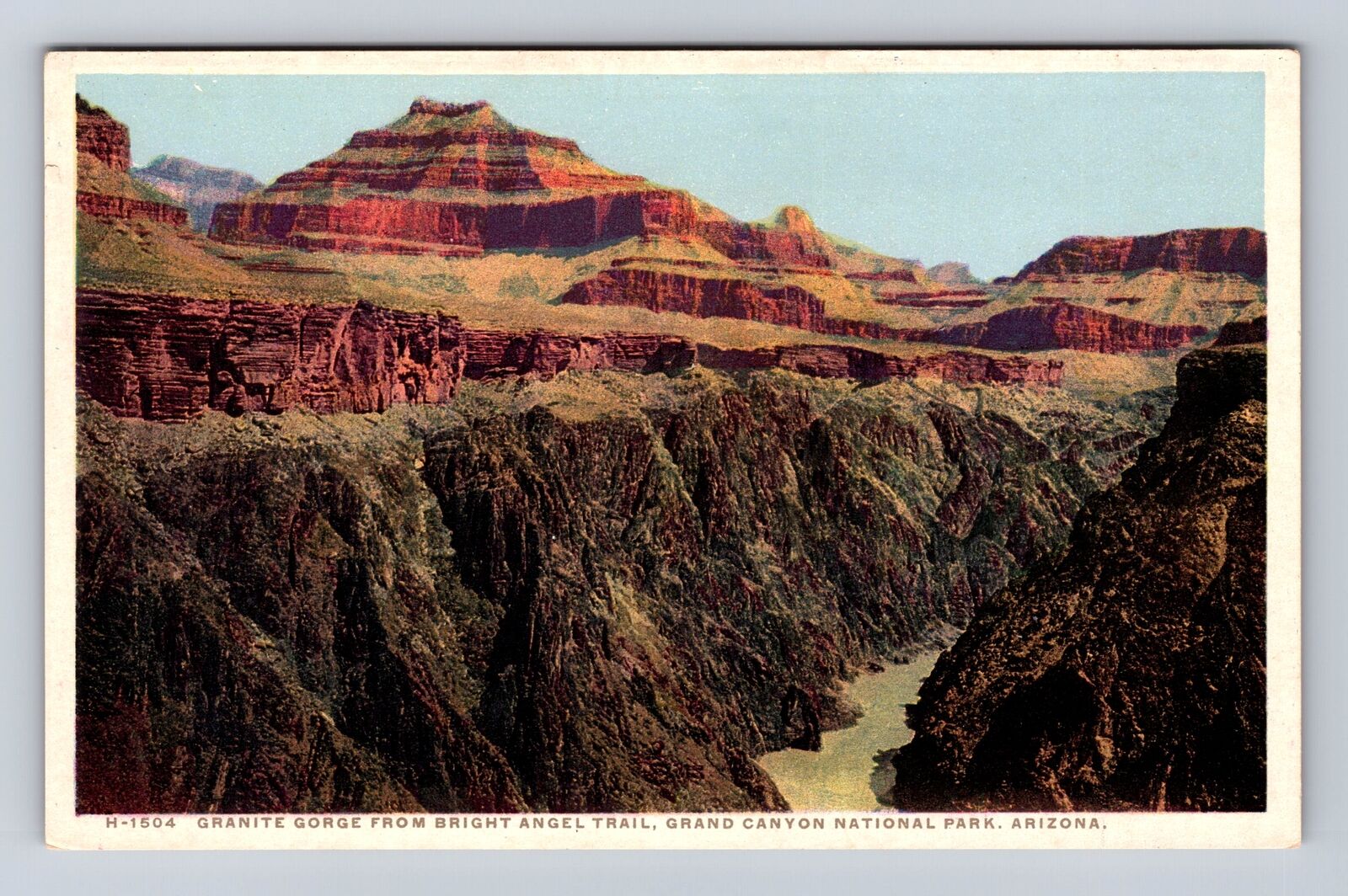 Grand Canyon National Park, Granite Gorge, Antique, Vintage Souvenir Postcard