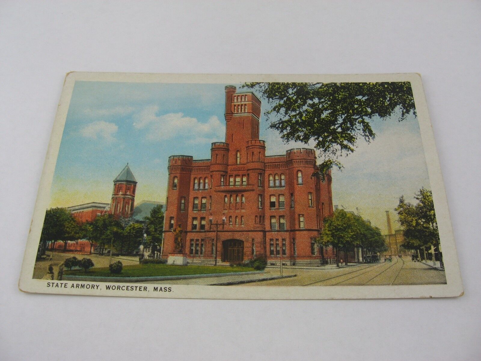 Vintage Postcard: State Armory Building Worcester Massachusetts CT American Art