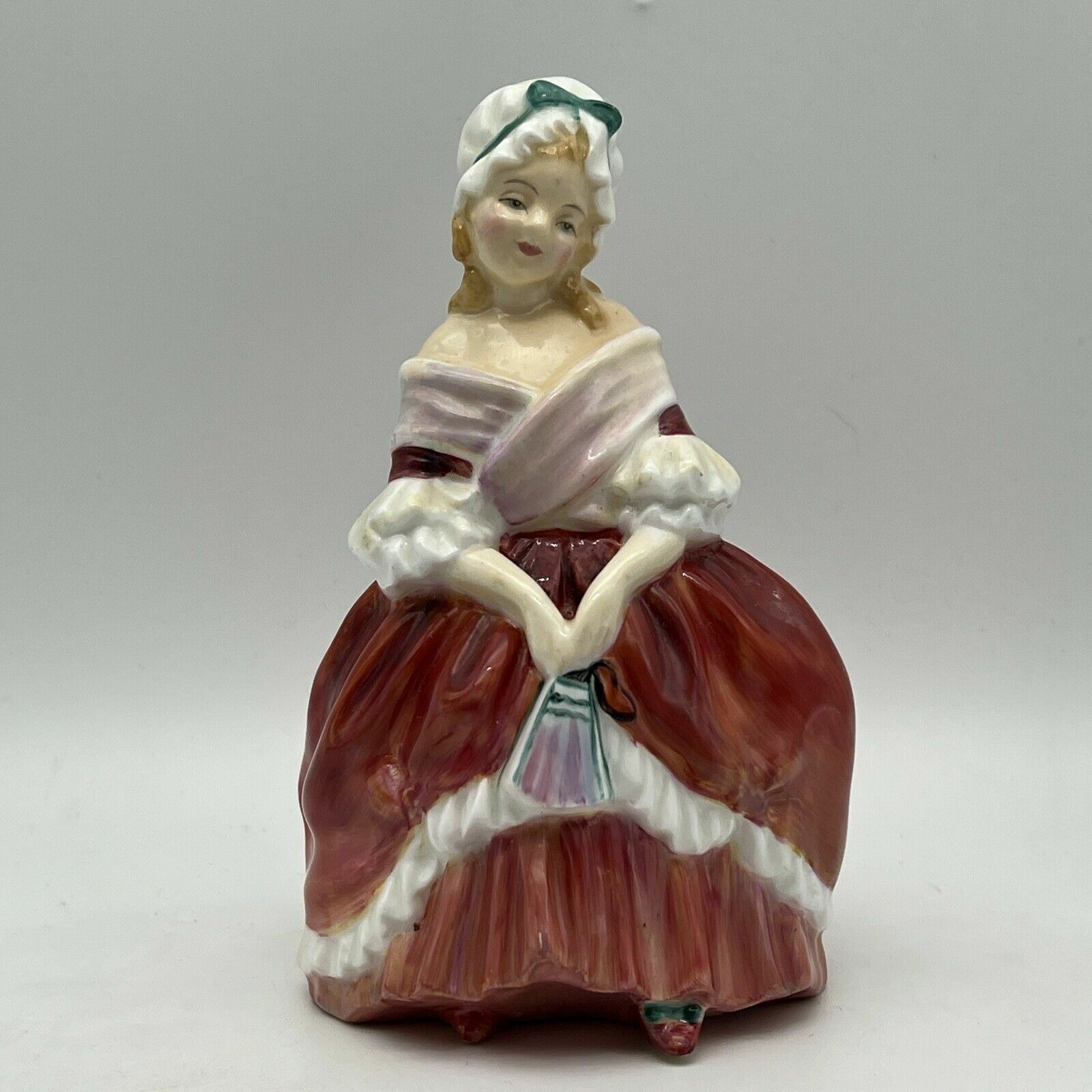 Retired Authentic Royal Doulton Figurine Young Lady Peggy Red Gown HN 2038 EXC