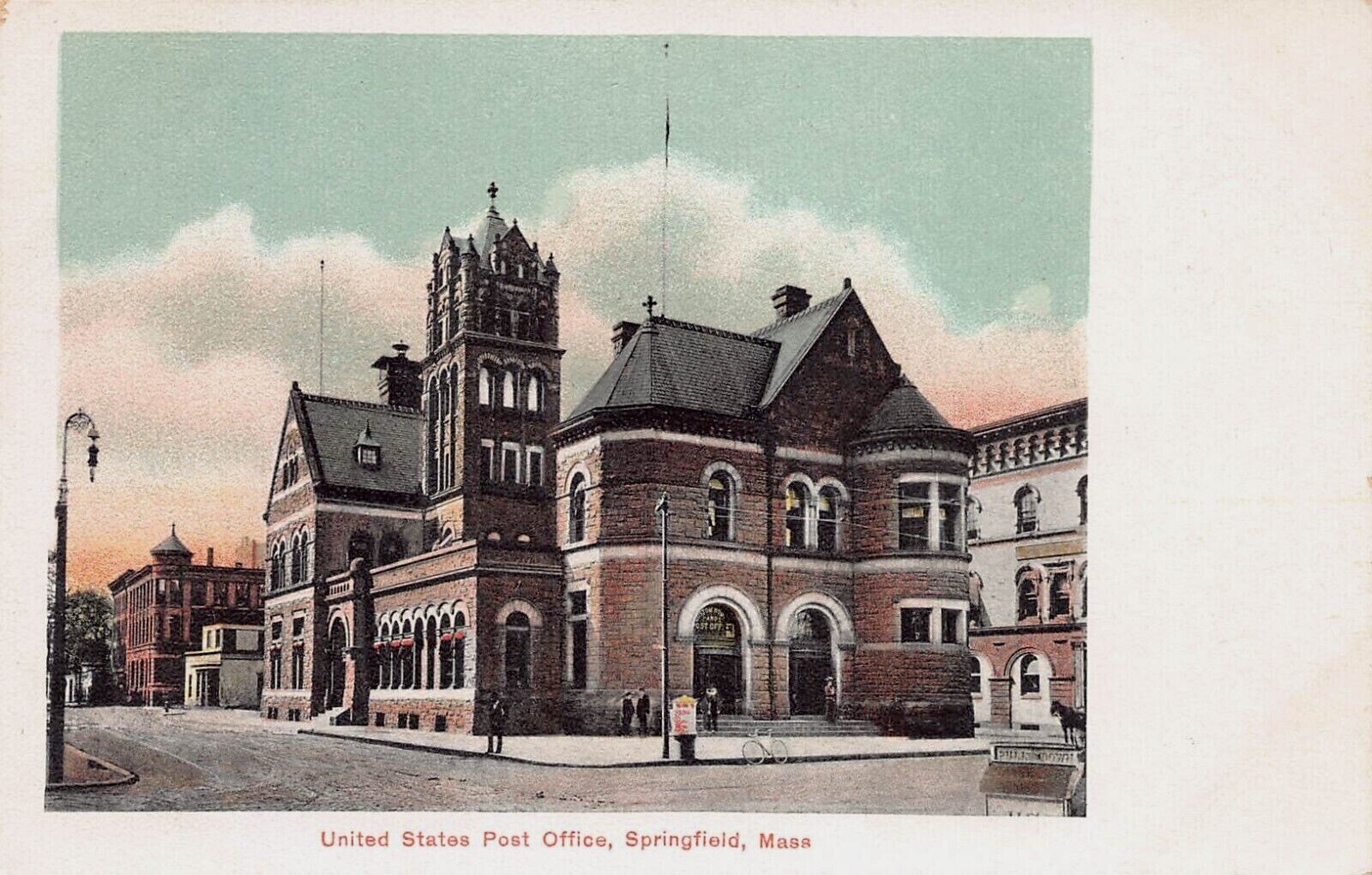 United States Post Office, Springfield, Massachusetts, Early Postcard, Unused