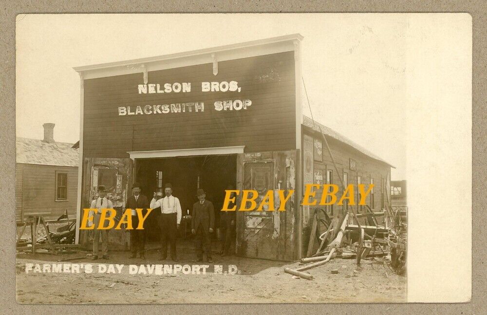 Davenport ND North Dakota,  Nelson Brothers Blacksmith Shop on Farmers Day