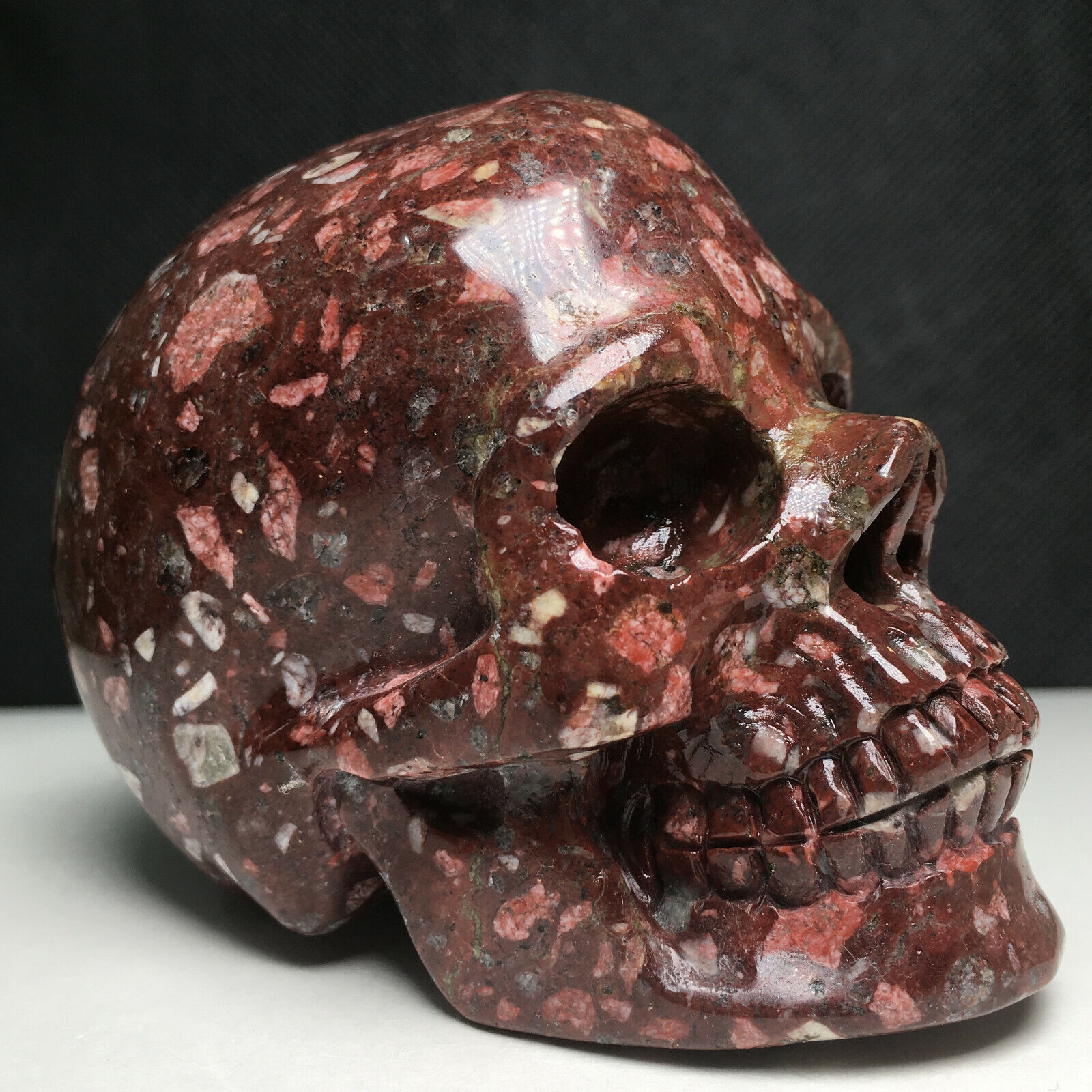 Rare！！444g Awesome Natural Agate Crystal Quartz Skull Healing Carving  