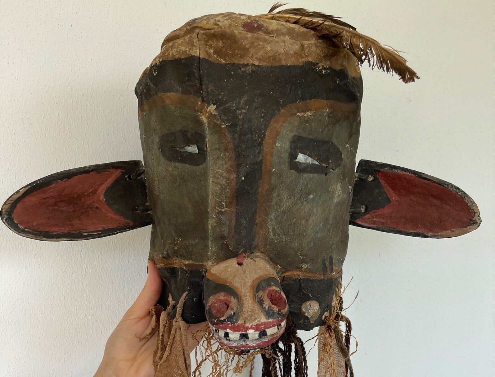 nice old Hopi doll Kachina Leather mask height 11,5 inch