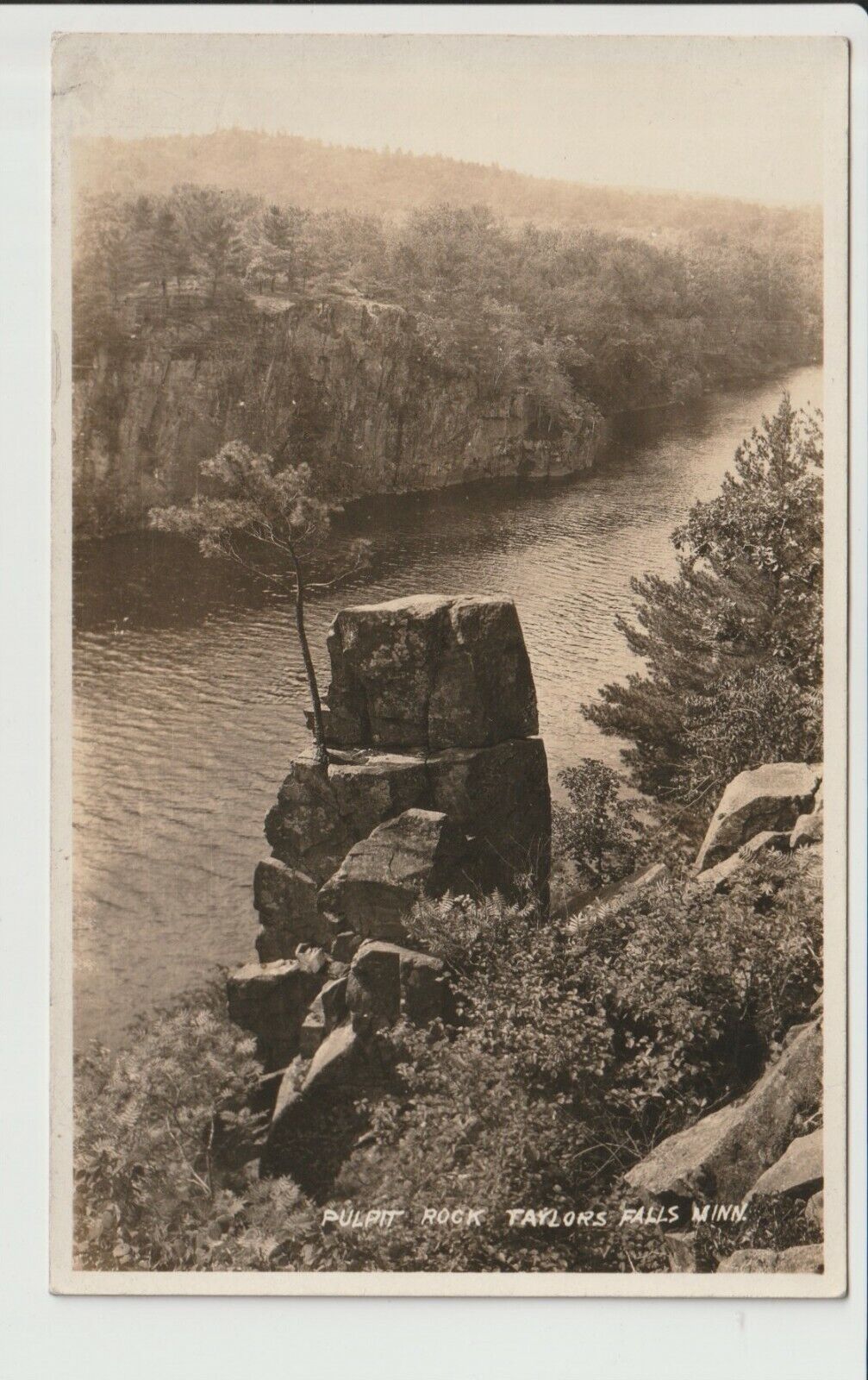 RPPC Taylors Falls Minnesota Pulpit Rock Trees Real Photo Postcard MN UN-POSTED