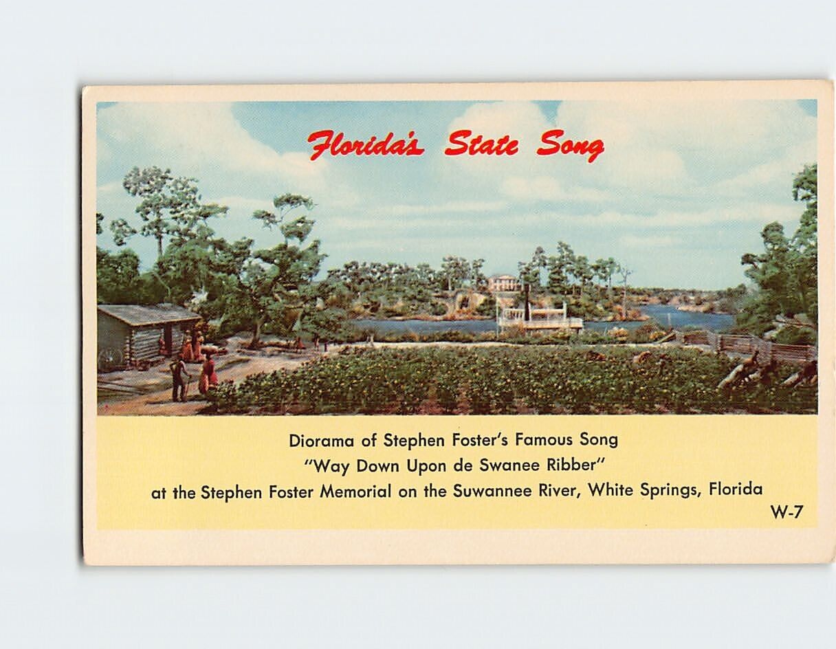 Postcard Way Down upon de Swanee Ribber Diorama Stephen Foster Memorial FL USA