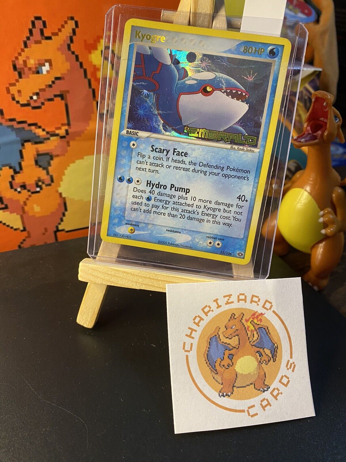 Pokemon Card Rare Holo Kyogre Ex Emerald Stamped 15/106. No Charizard Pokémon