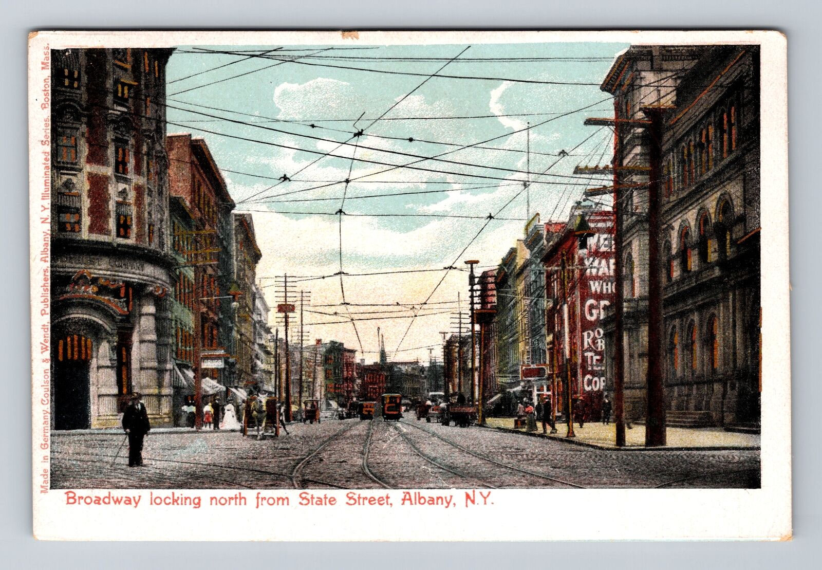Albany NY-New York, Broadway Looking North From State St Vintage Postcard