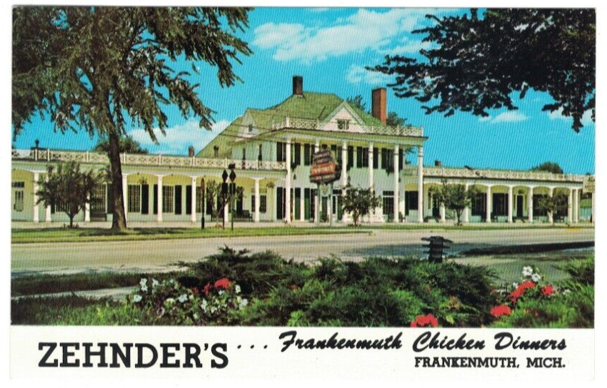 Zehnder's Chicken Dinners Frankenmuth MI Michigan Vintage Photochrome Postcard