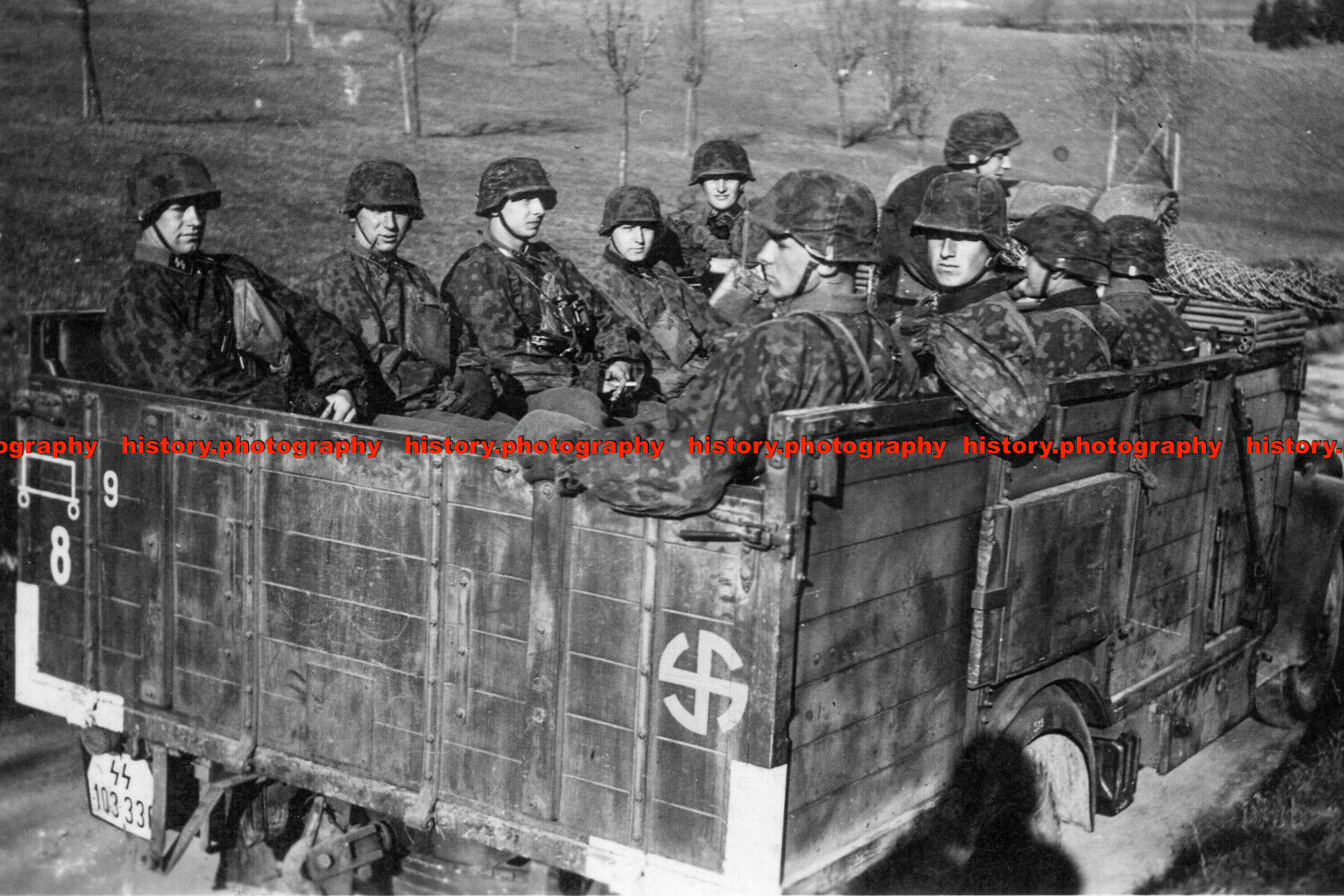 F007977 Waffen SS soldiers in truck. WW2