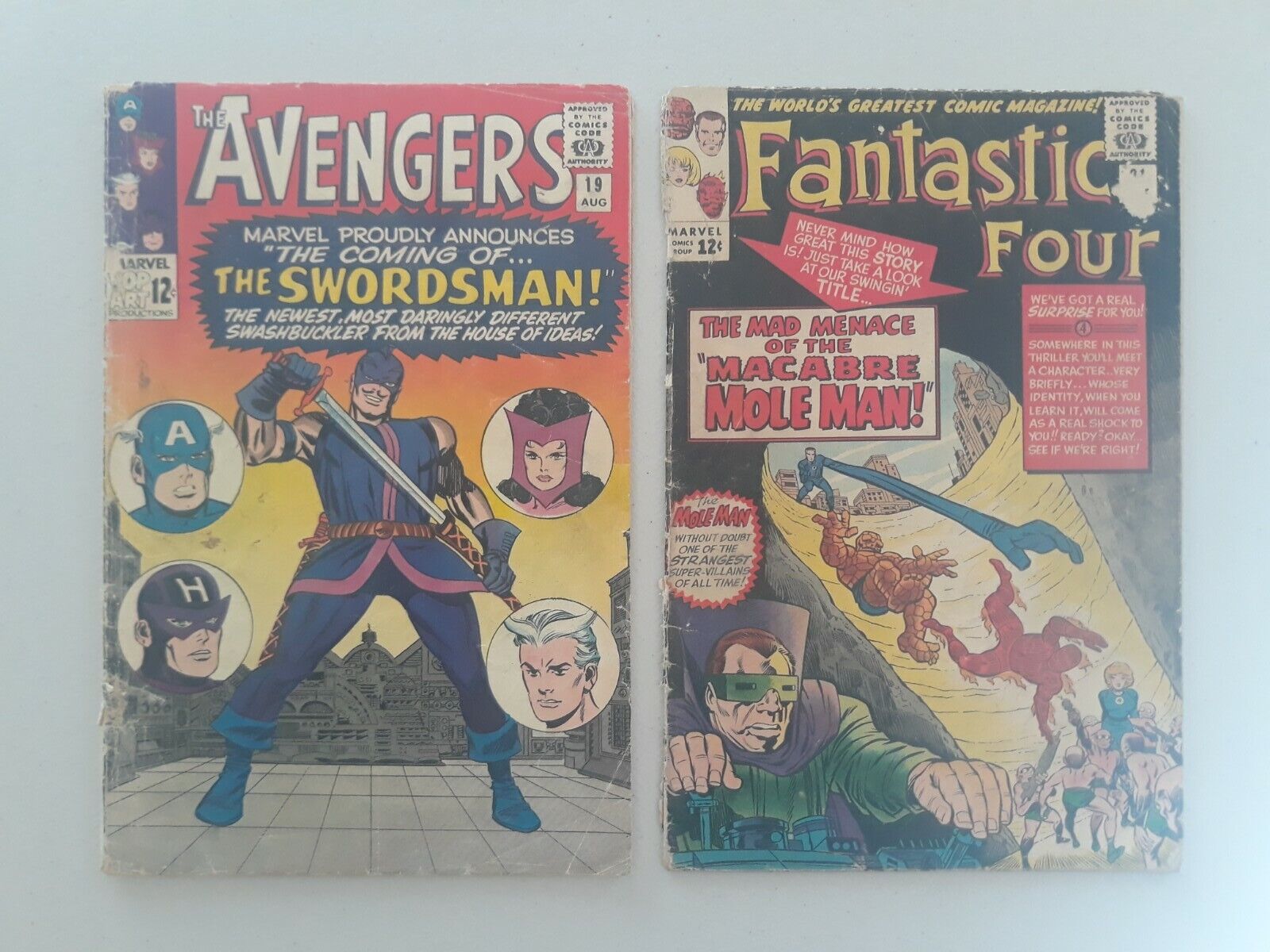 Avengers 19 Swordsman 1st Appearance, Fantastic Four 31 Marvel Comics 1965, 1964