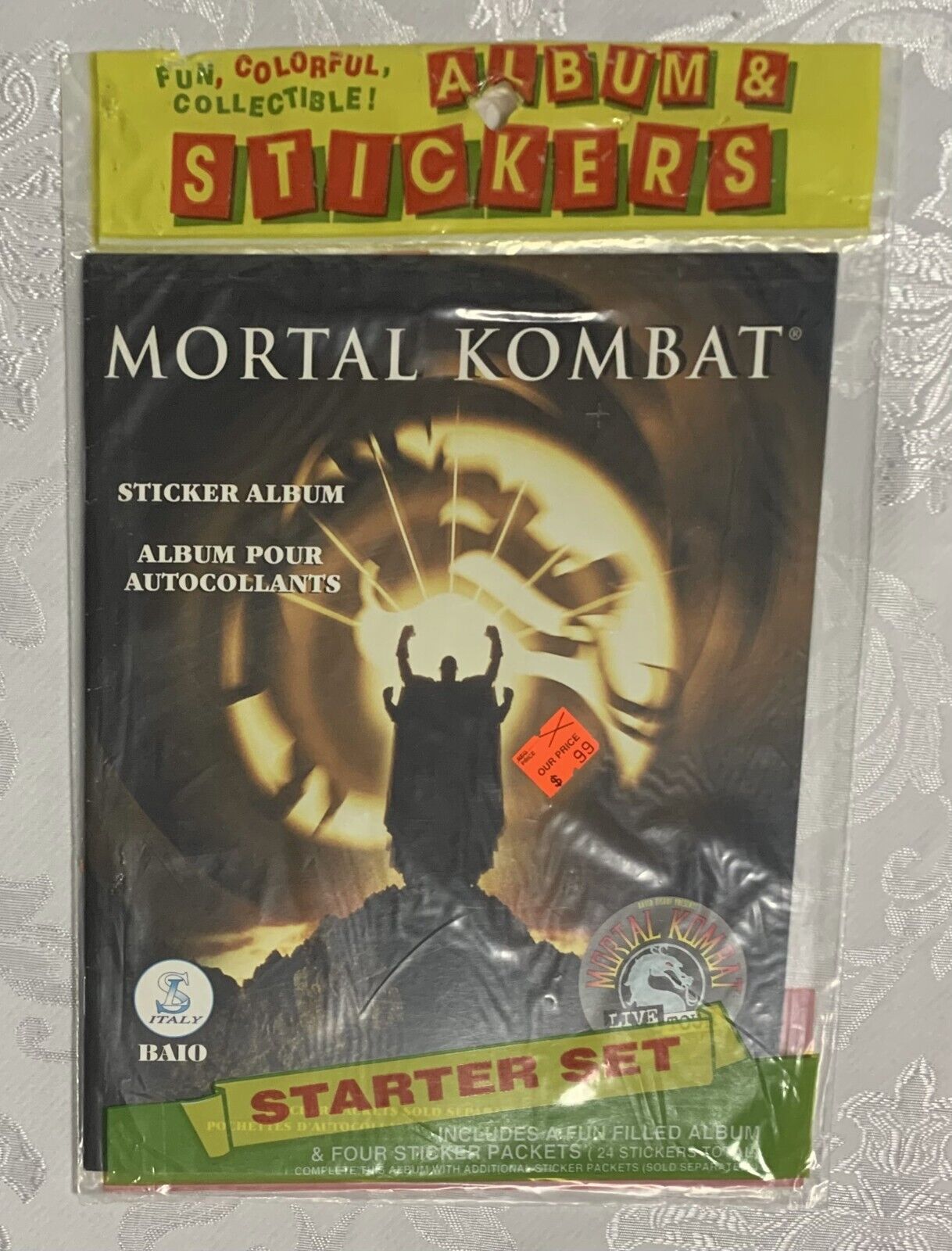Mortal Kombat 1995 Baio Sticker Album with 4 Packs of Stickers, New Sealed
