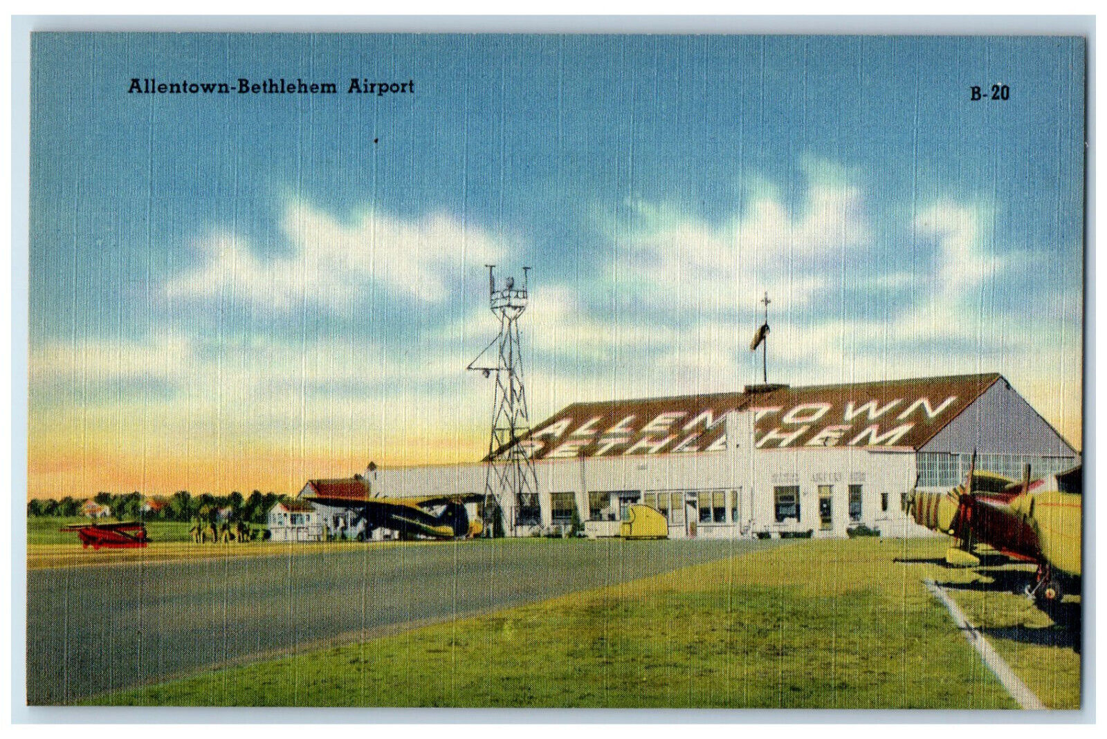 c1950's Airplanes, Allentown-Bethlehem Airport Vintage Unposted Postcard