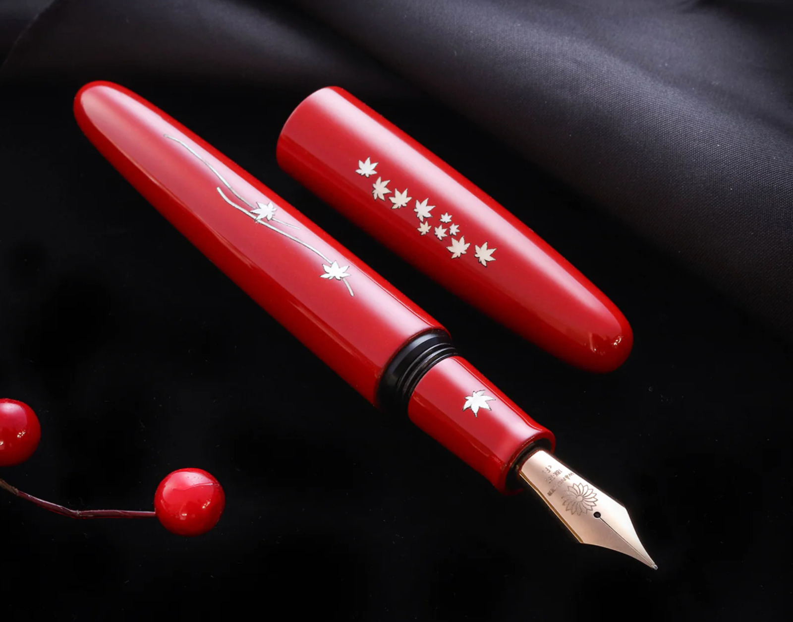 Wancher Dream Fountain Pen | - Zogan - Sakura River Urushi Red, Calligraphy Pen