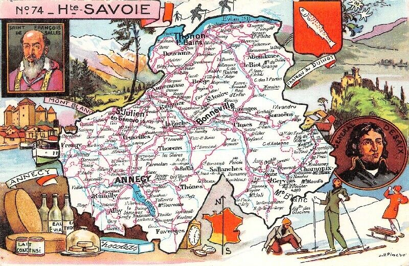 Blondel & Rougery (CPSM) Haute Savoie 74 Map