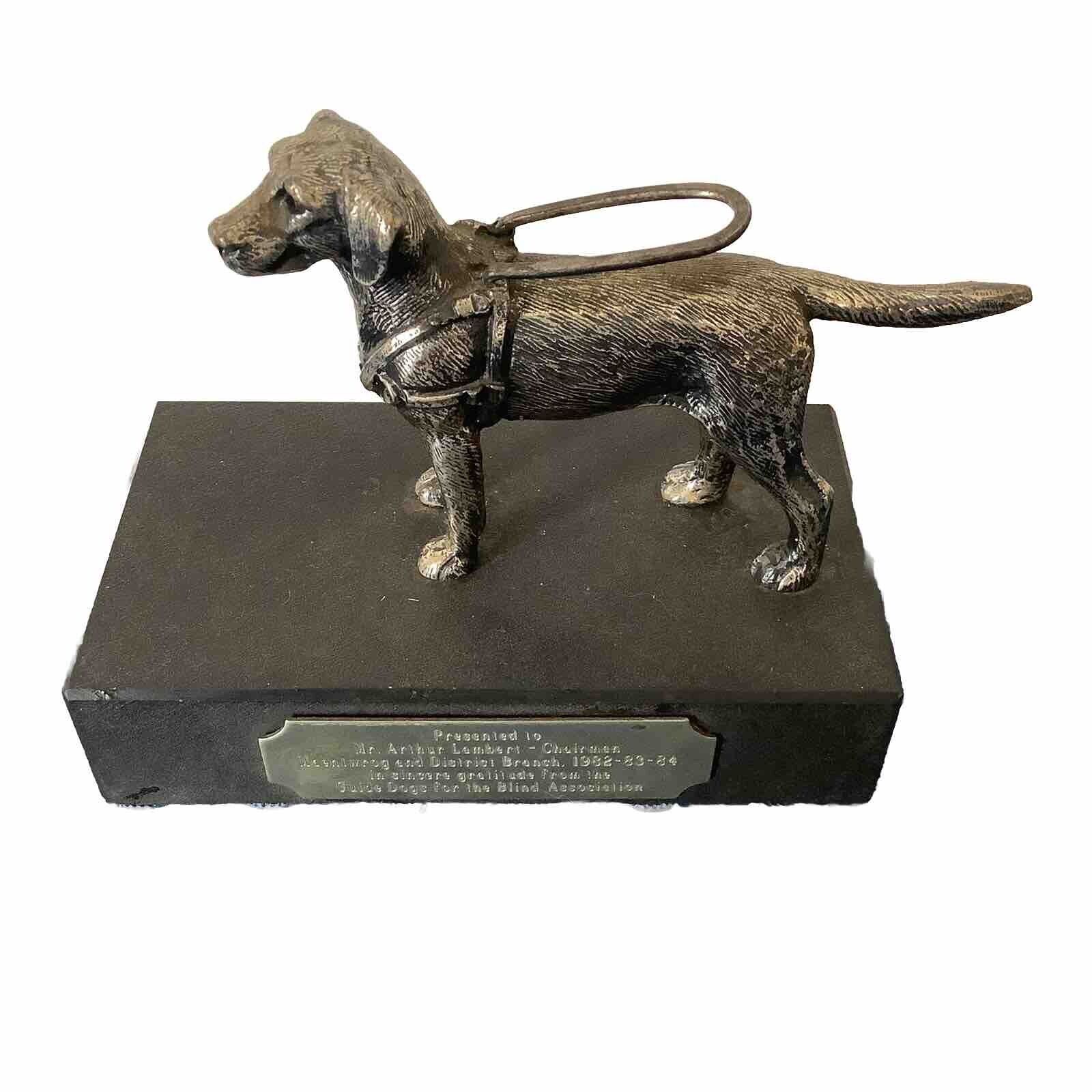 Guide Dog For Blind Silver Plated Labrador On Stand Vintage Well Detailed 1982