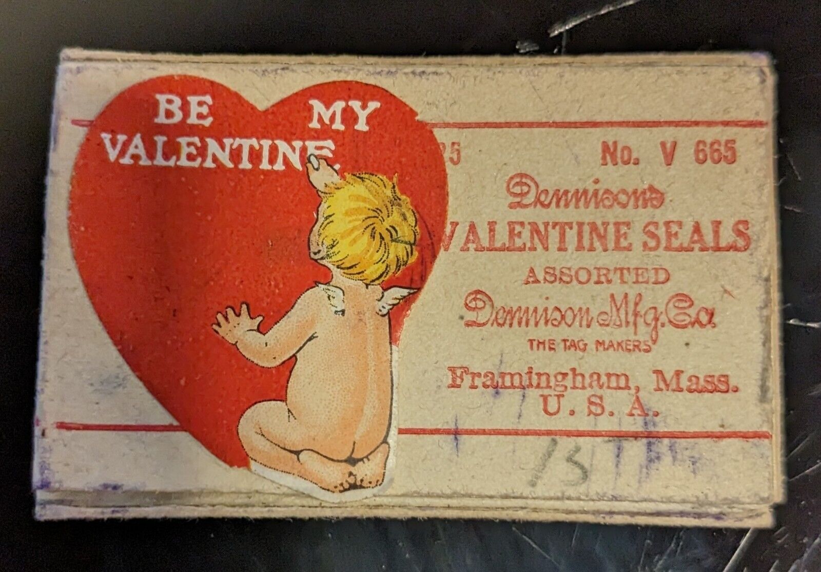 Antique Box Dennison Valentine Cupid Seals