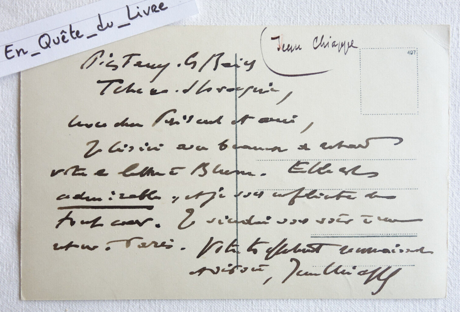 L.A.S. Jean Chiappe (1878-1940) signed autograph letter