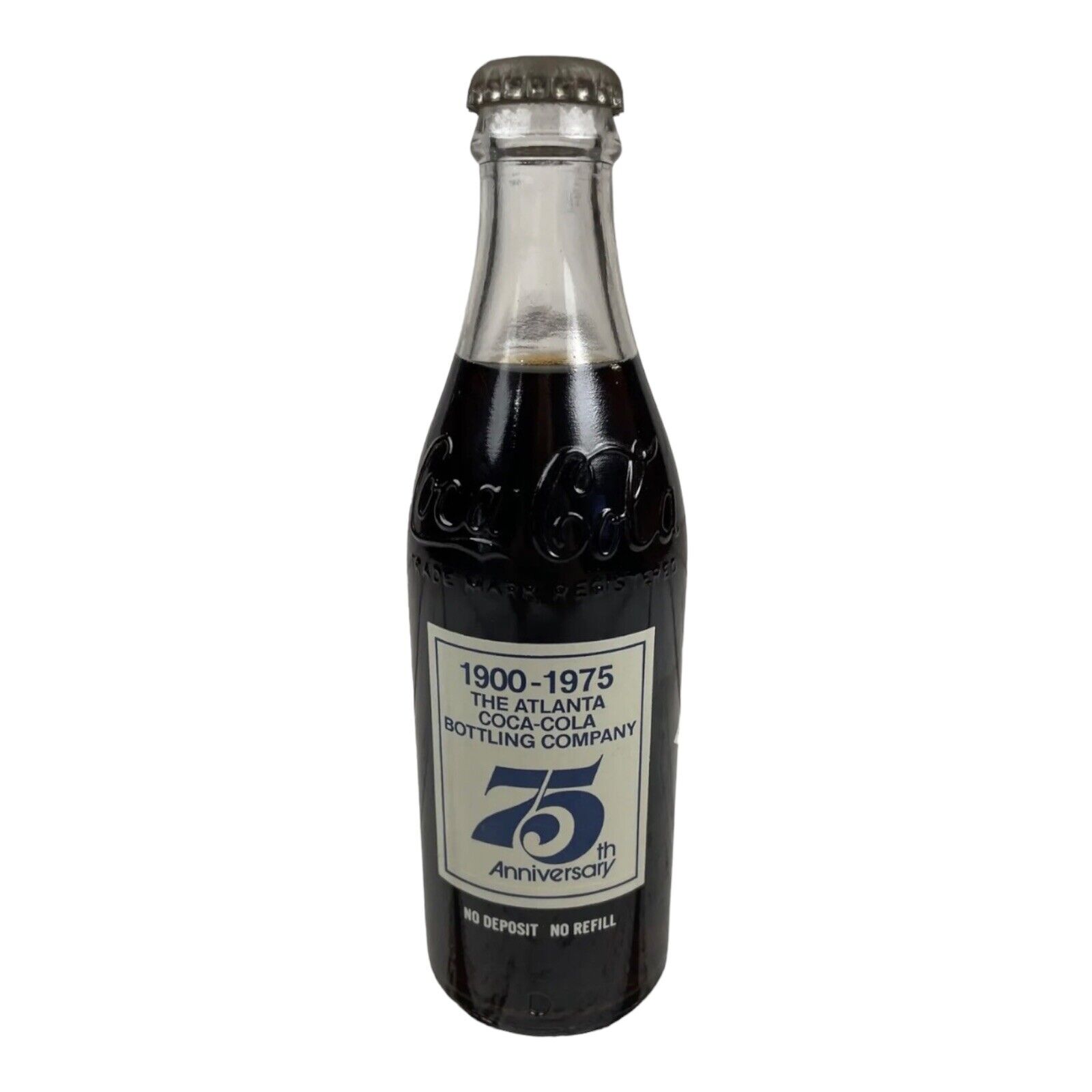 75th Anniversary Coke Bottle Atlanta Coca Cola Bottling Company 1900-1975 10oz