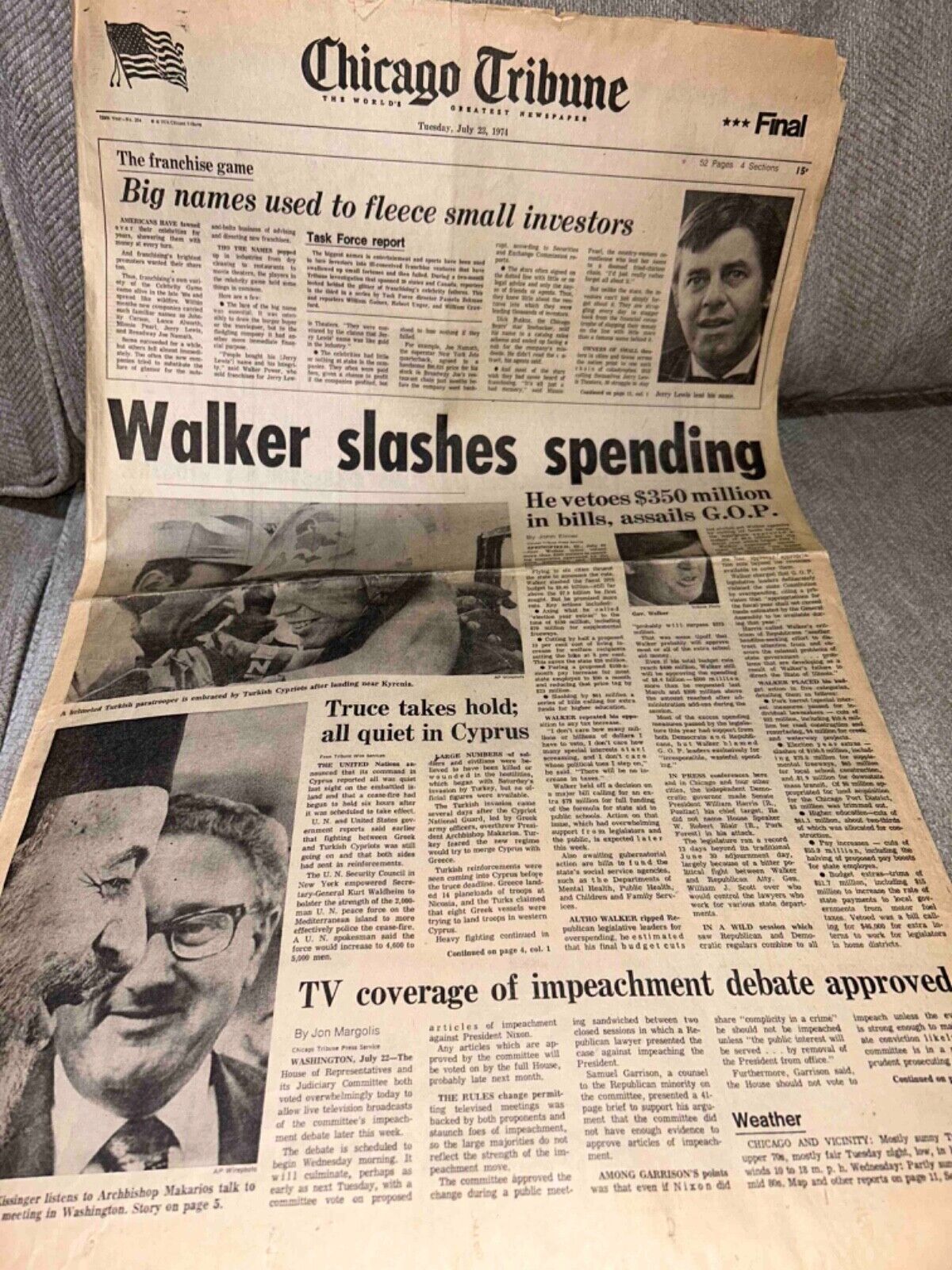 Jerry Lewis Vintage Newspapers 1966 1974  1982 Lewis Surgery Fleece Investors